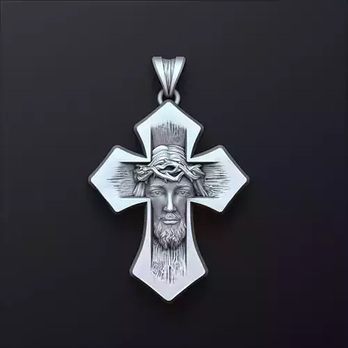 Jesus Head Cross Pendant 3D print model