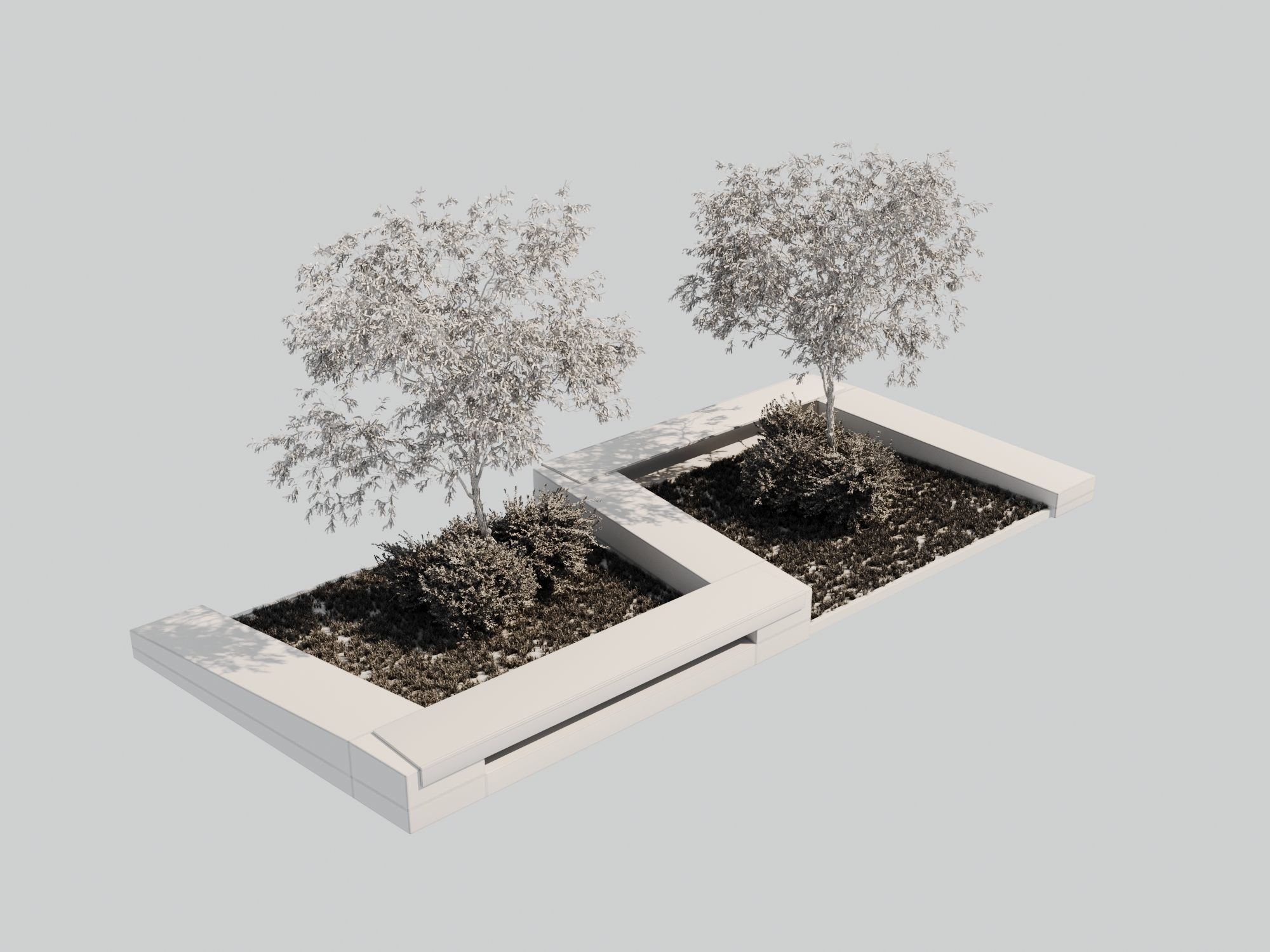 outdoor street plaza 3D model_2