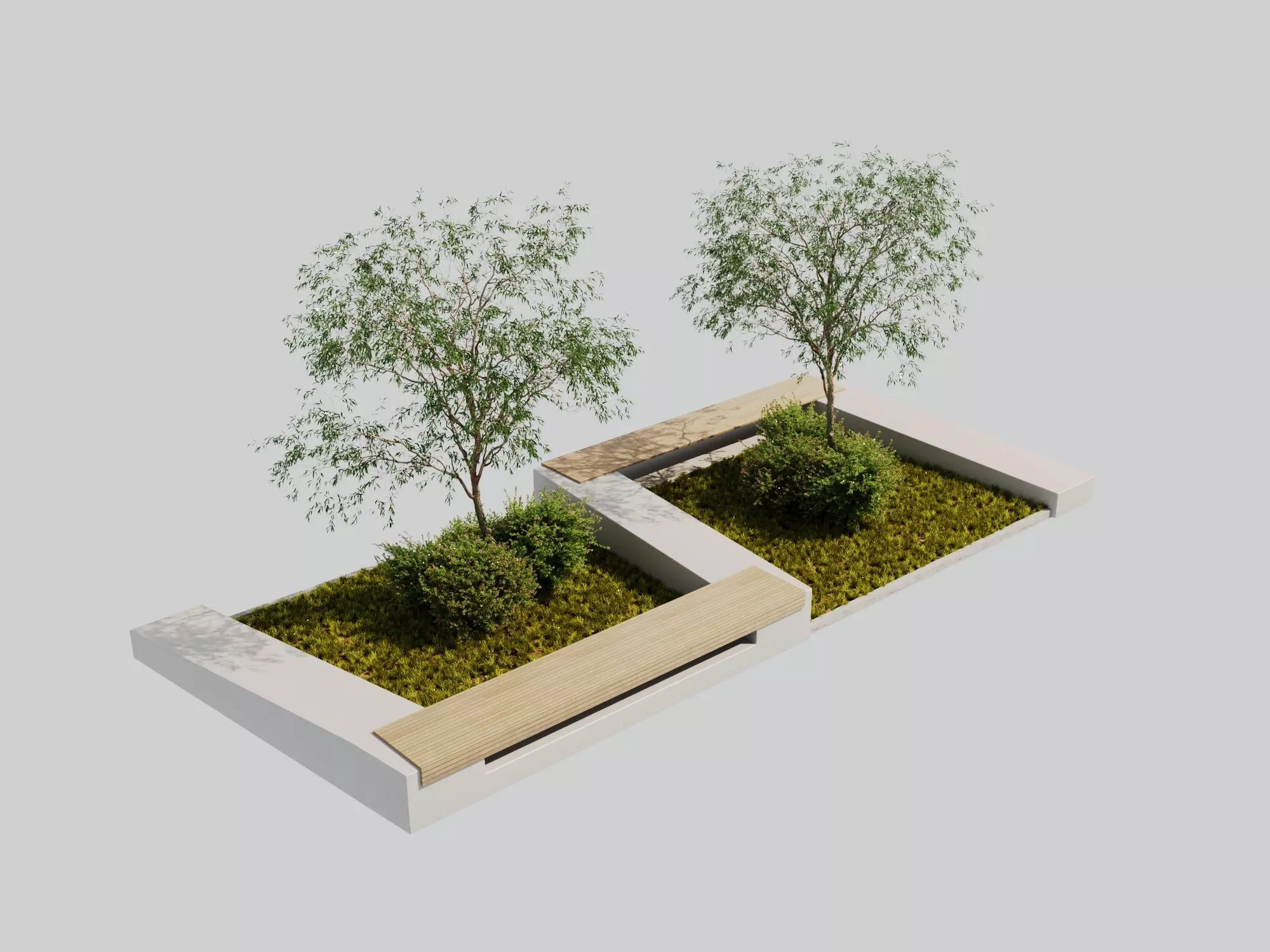 outdoor street plaza 3D model_0