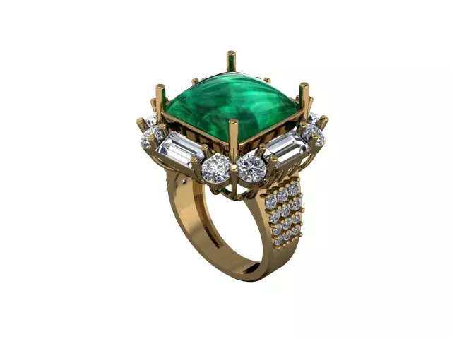 Emerald diamond cluster ring Free 3D print model_0