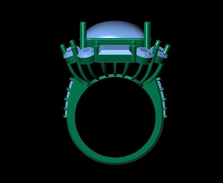 Emerald diamond cluster ring Free 3D print model_12