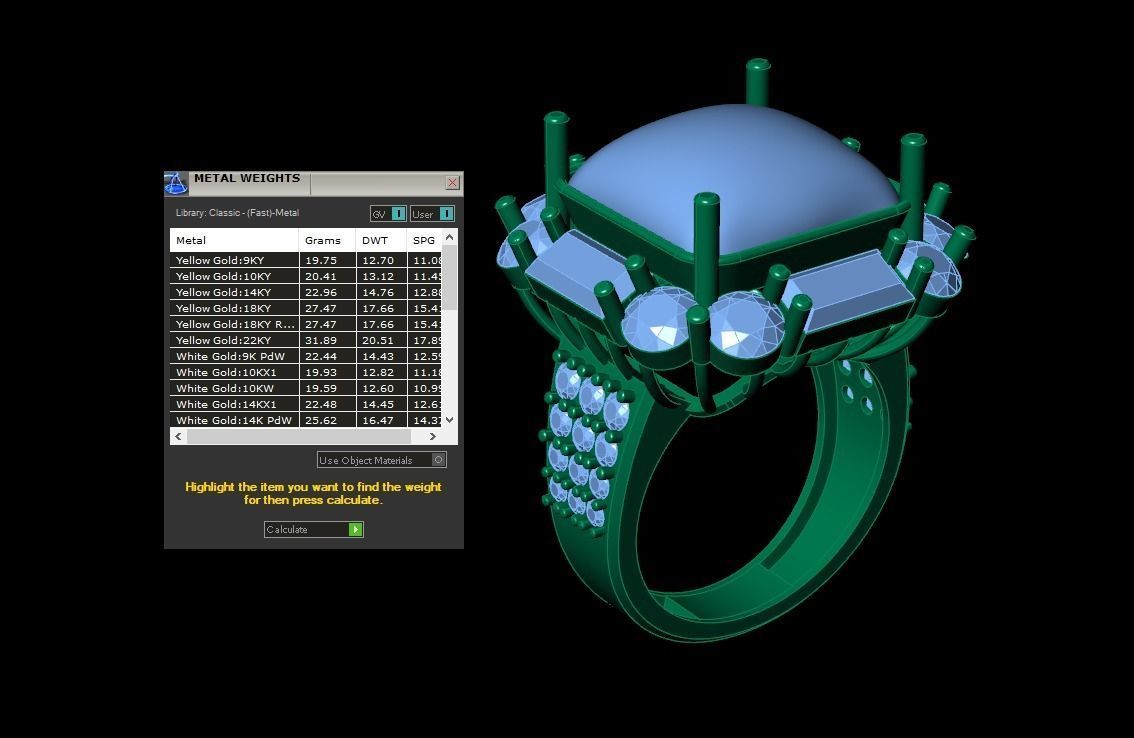 Emerald diamond cluster ring Free 3D print model_15