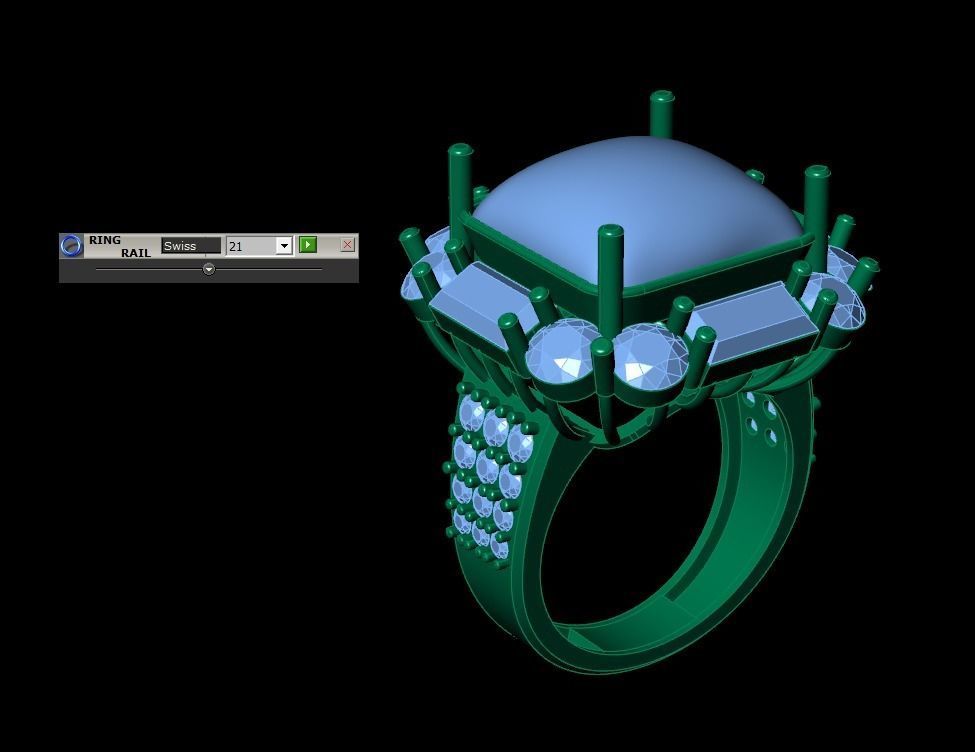 Emerald diamond cluster ring Free 3D print model_16