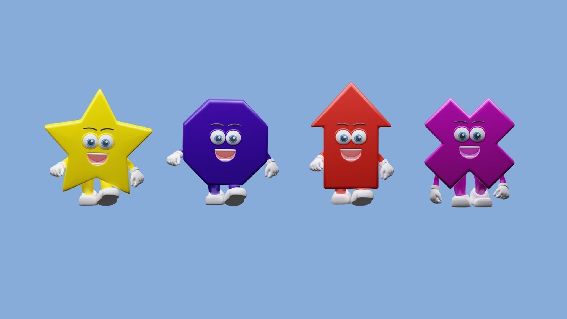 Cartoon character geometric figures Low-poly 3D model_6