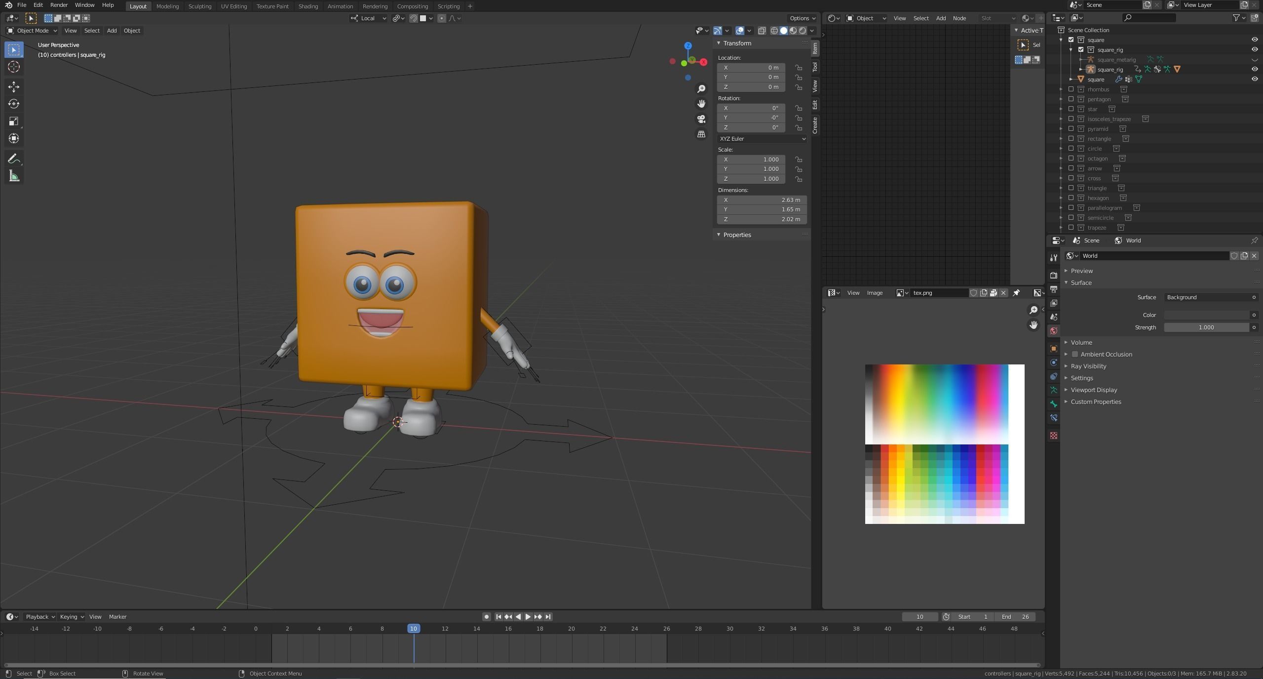 Cartoon character geometric figures Low-poly 3D model_11