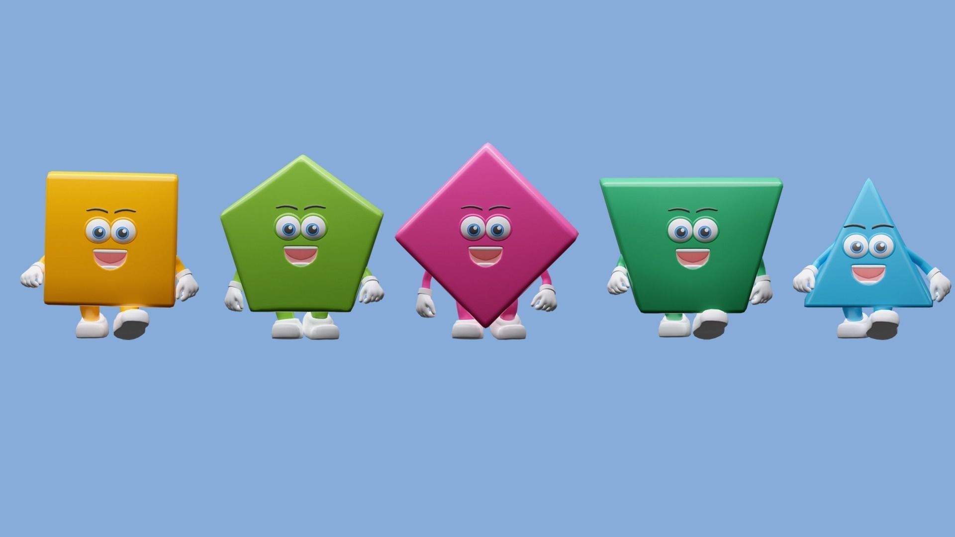 Cartoon character geometric figures Low-poly 3D model_7