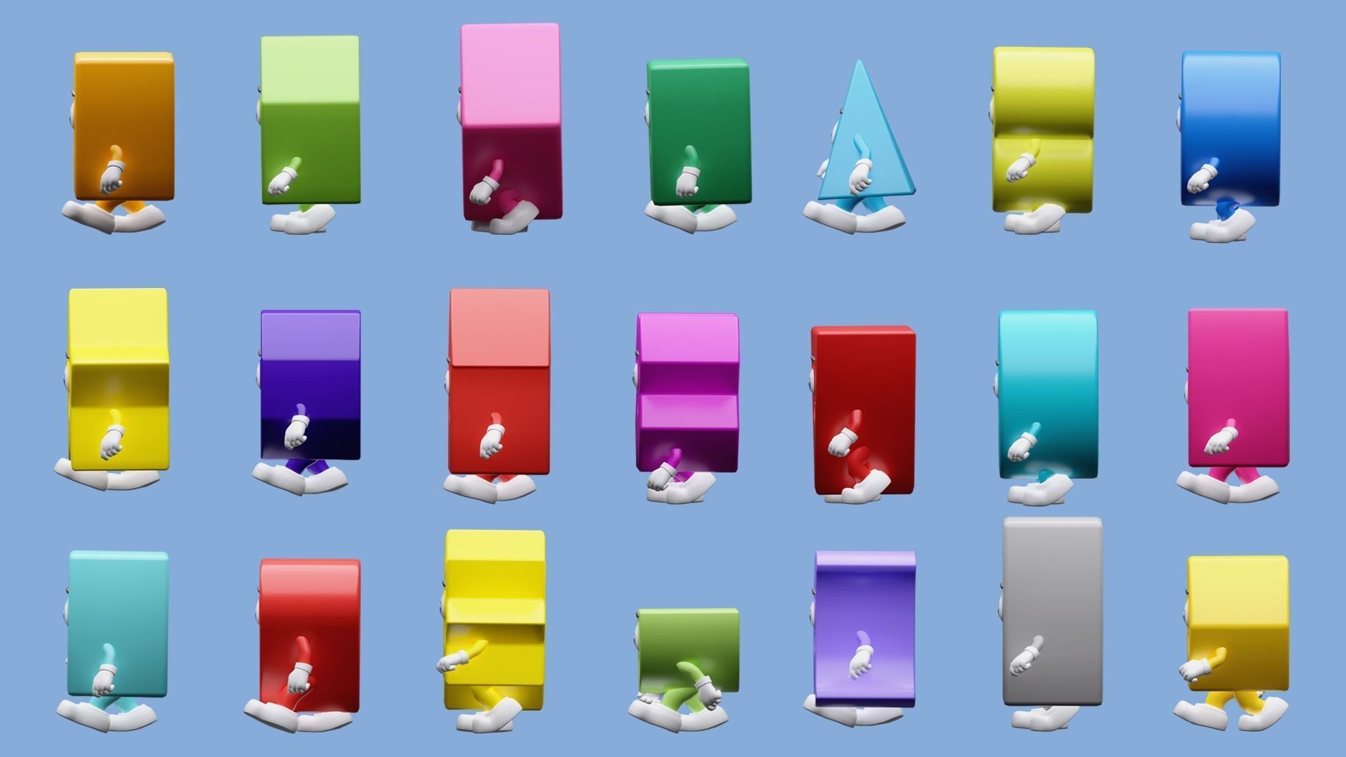 Cartoon character geometric figures Low-poly 3D model_2