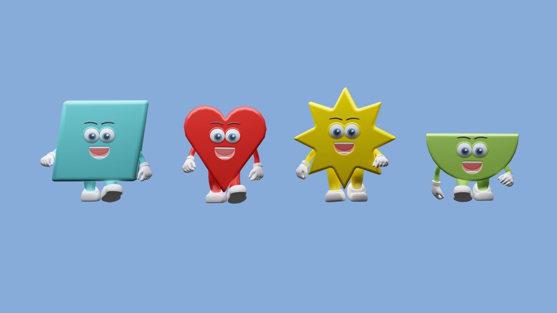 Cartoon character geometric figures Low-poly 3D model_5