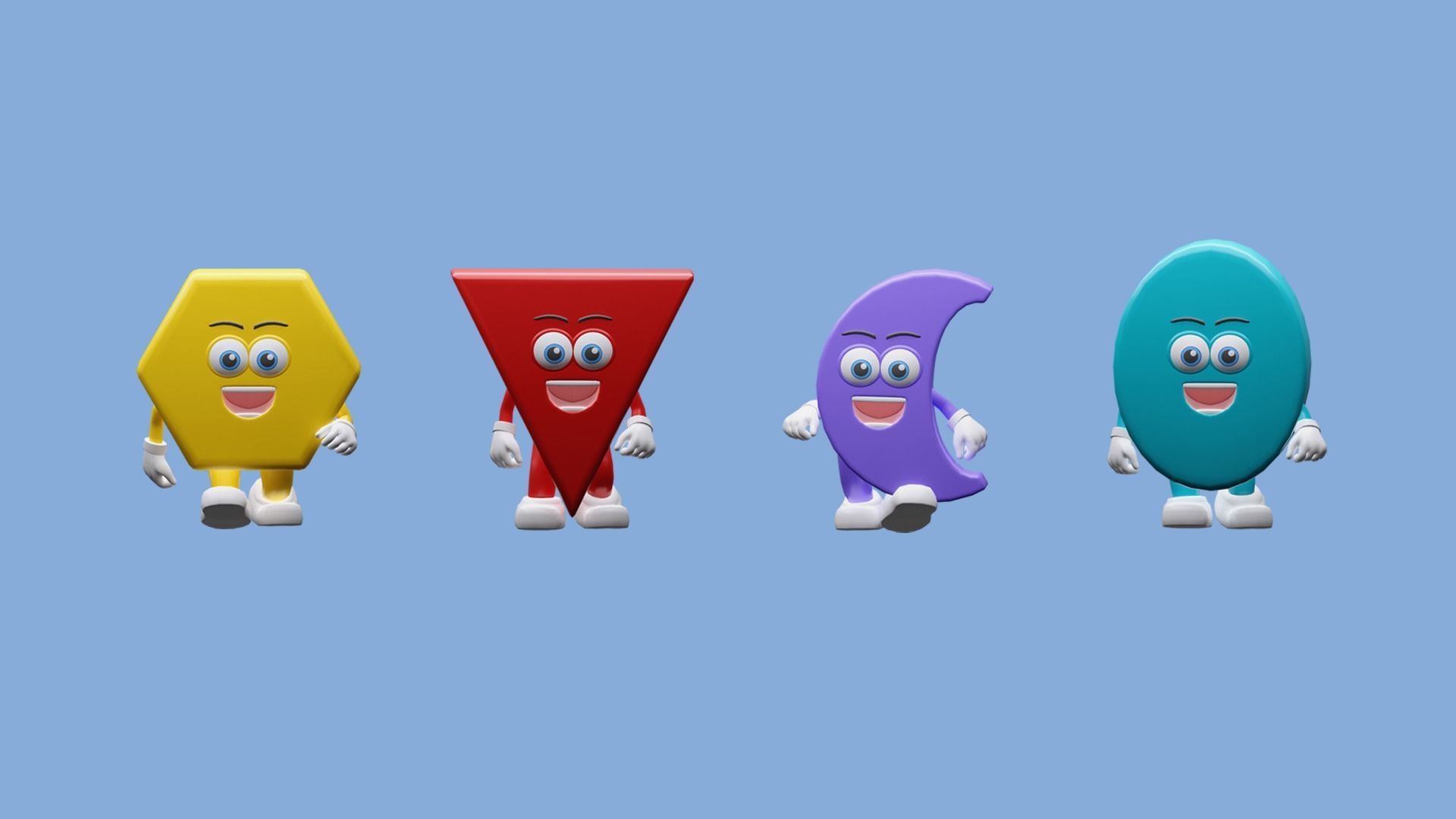 Cartoon character geometric figures Low-poly 3D model_3