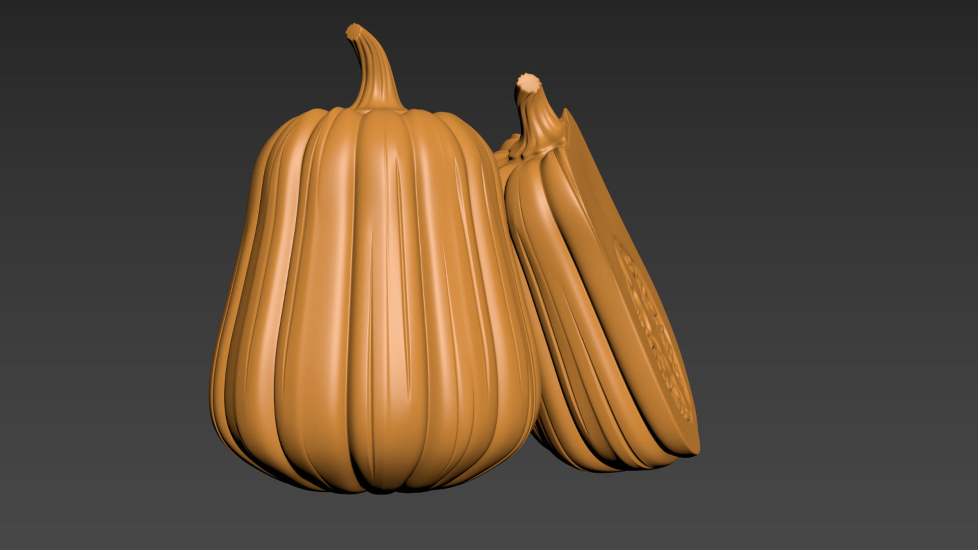 Pumpkin Vegetable 3 Half of Pampkin 3D print model_10