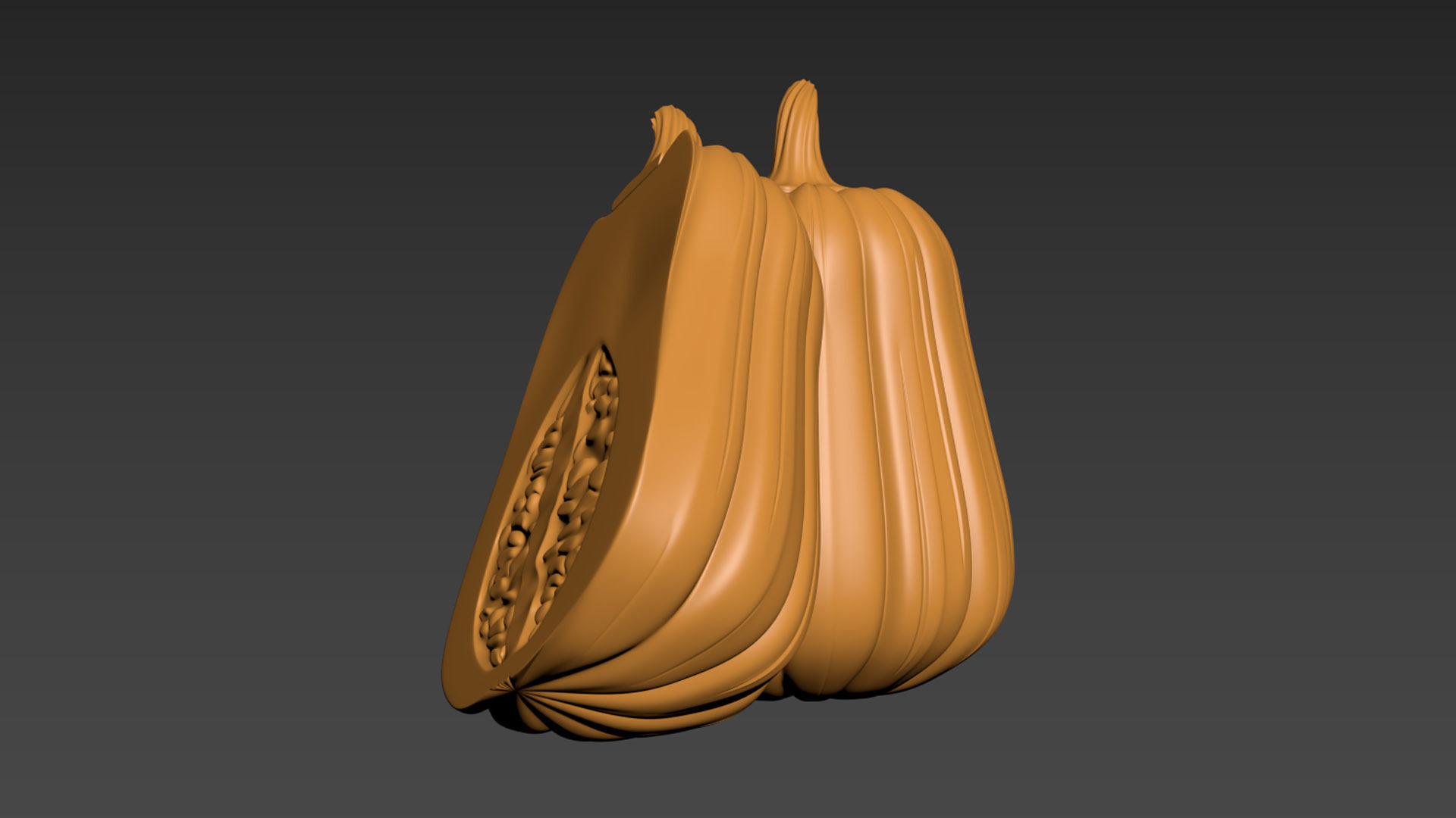 Pumpkin Vegetable 3 Half of Pampkin 3D print model_2