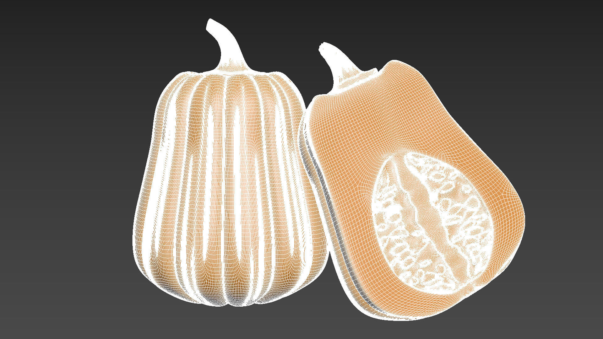 Pumpkin Vegetable 3 Half of Pampkin 3D print model_8