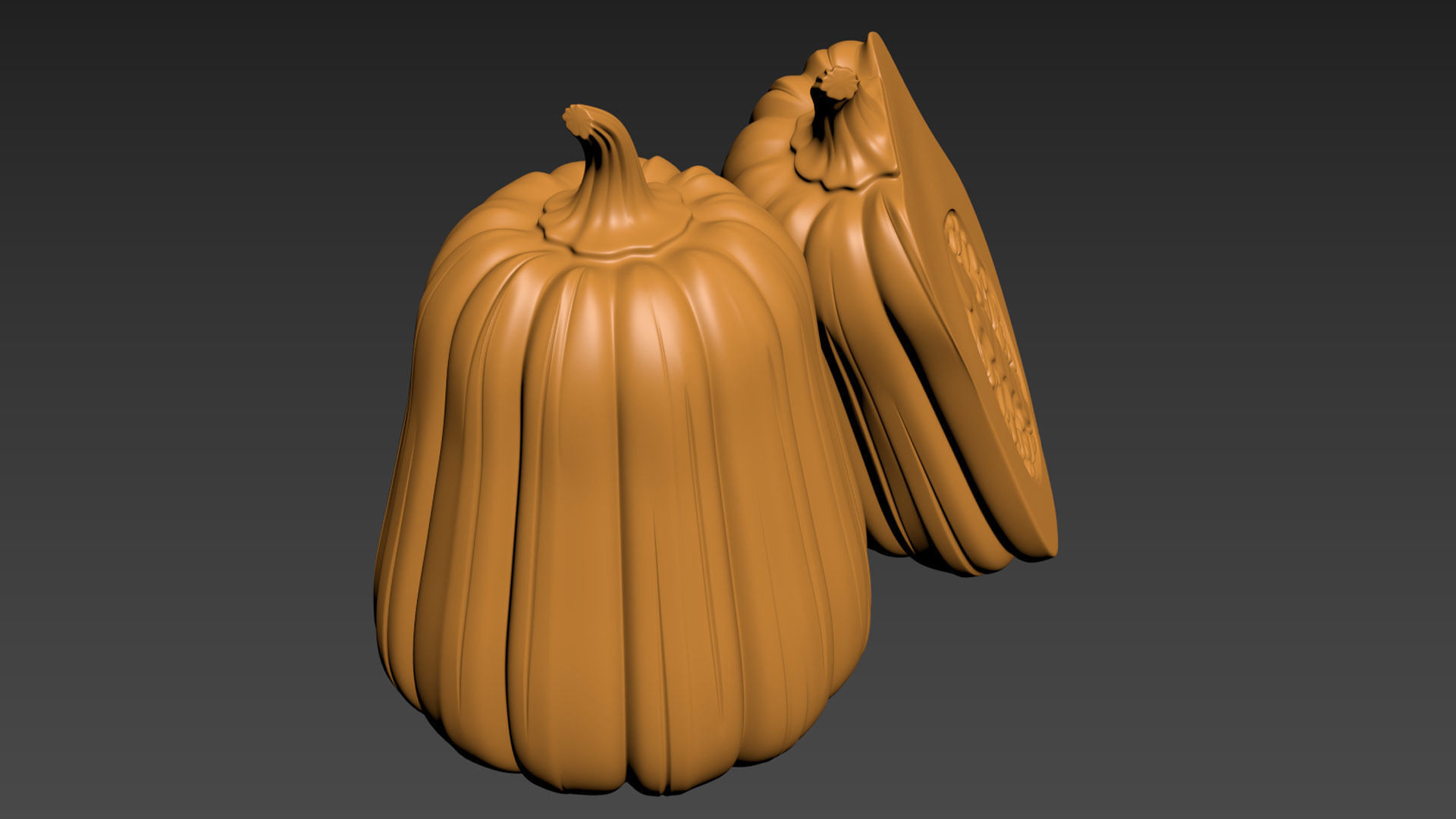 Pumpkin Vegetable 3 Half of Pampkin 3D print model_7