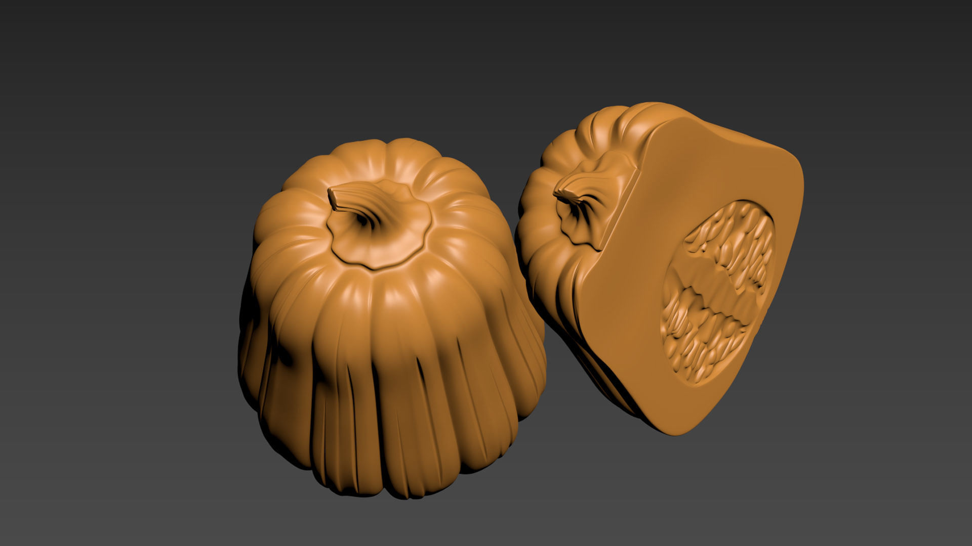Pumpkin Vegetable 3 Half of Pampkin 3D print model_5