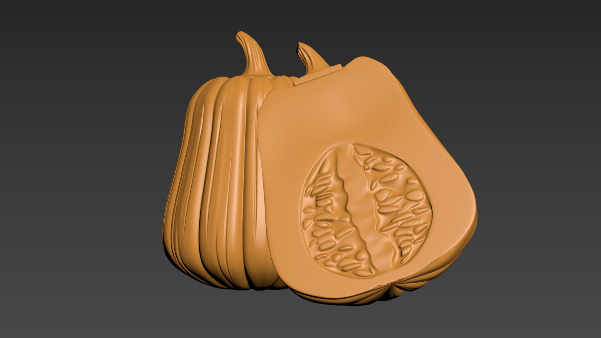 Pumpkin Vegetable 3 Half of Pampkin 3D print model_4