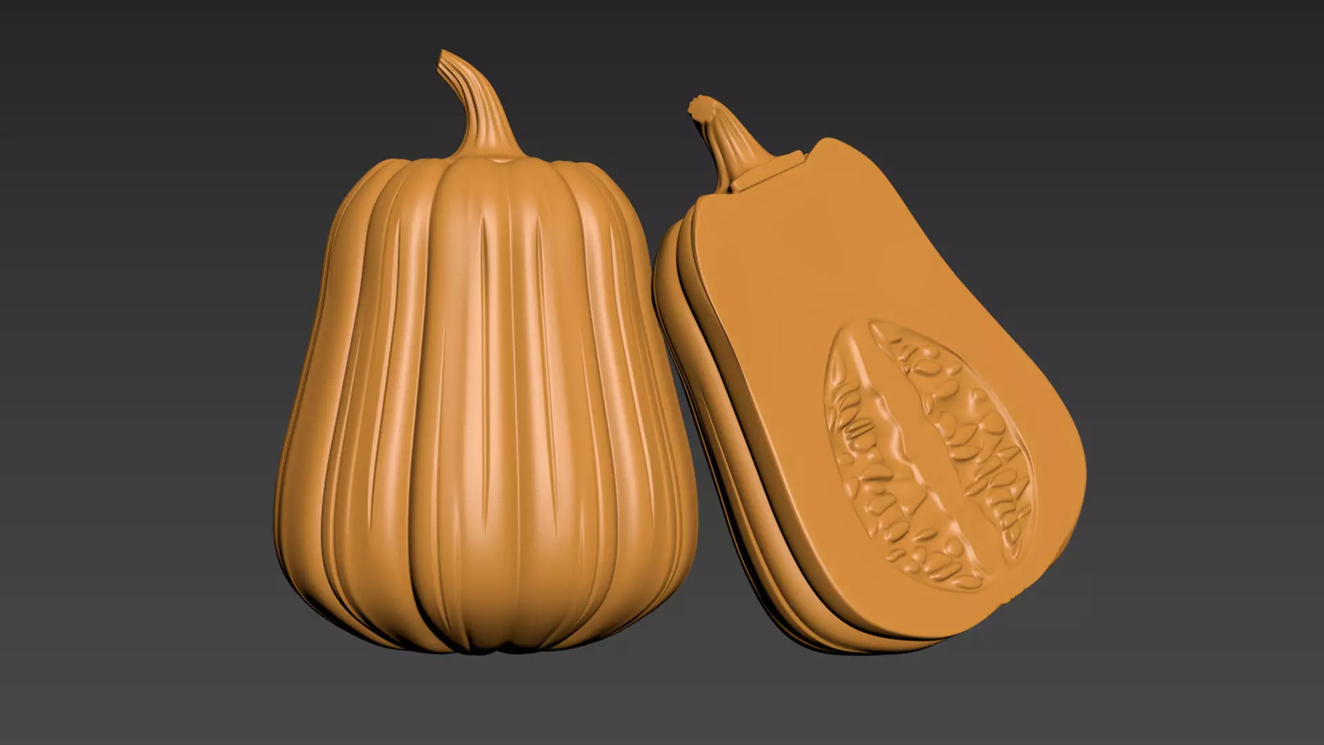 Pumpkin Vegetable 3 Half of Pampkin 3D print model_0