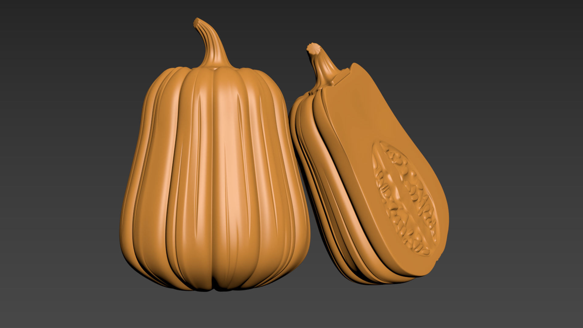 Pumpkin Vegetable 3 Half of Pampkin 3D print model_9