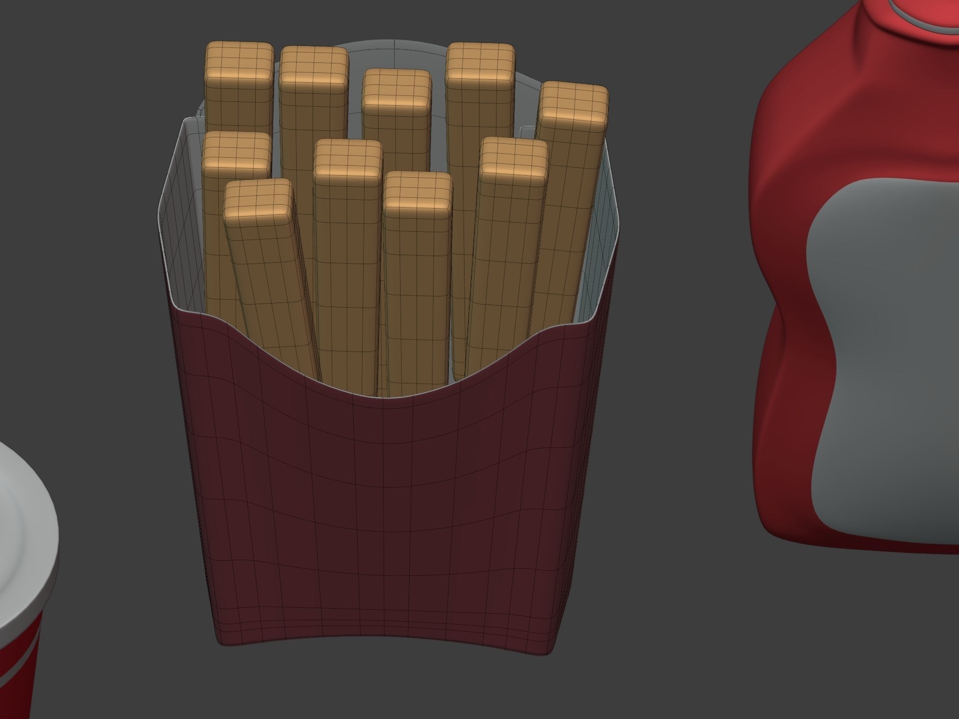 Cartoon Fast Food Pack - Burger Pizza Hot Dog Icons 3D model_21