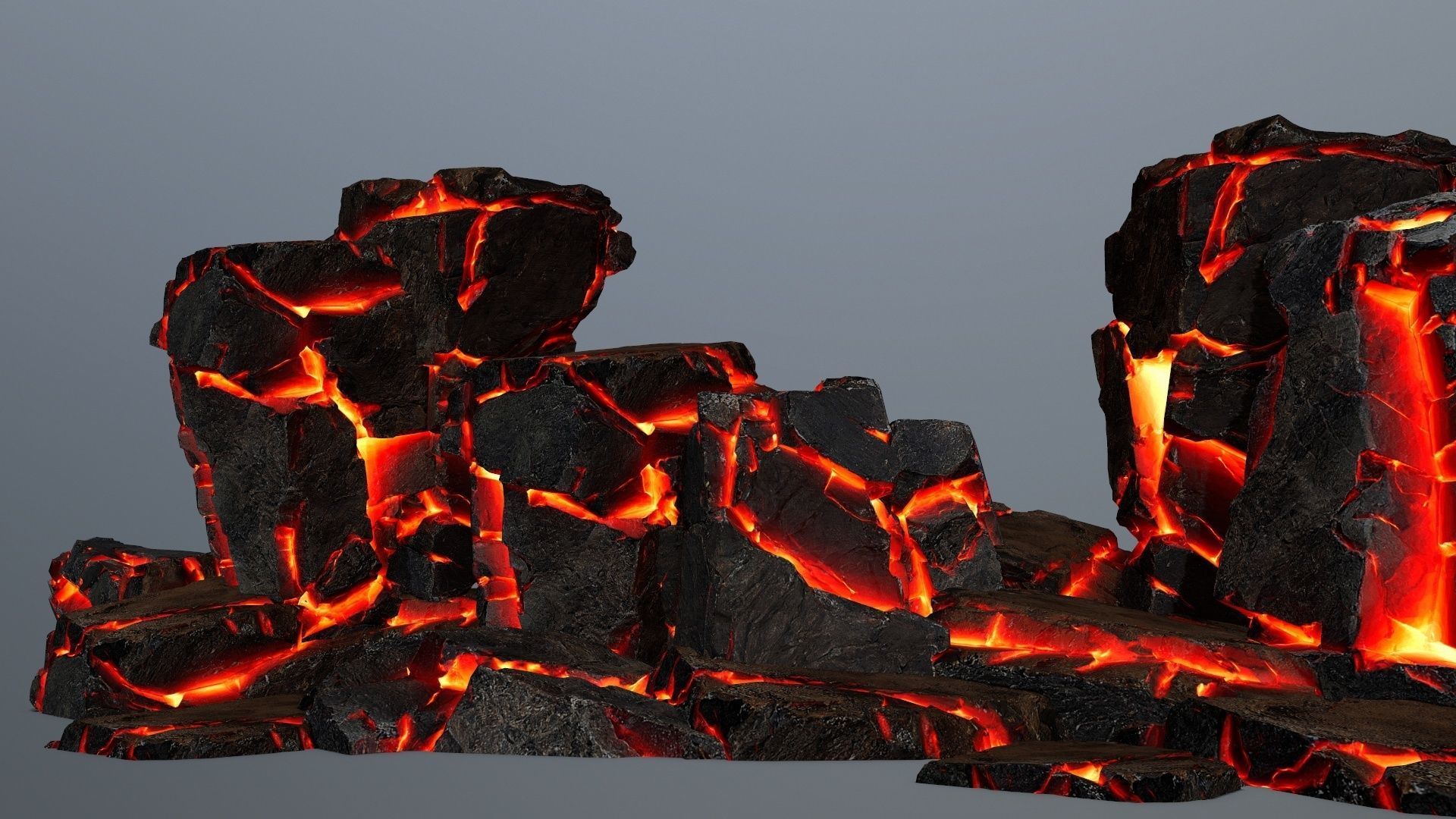 lava rocks Low-poly 3D model_1