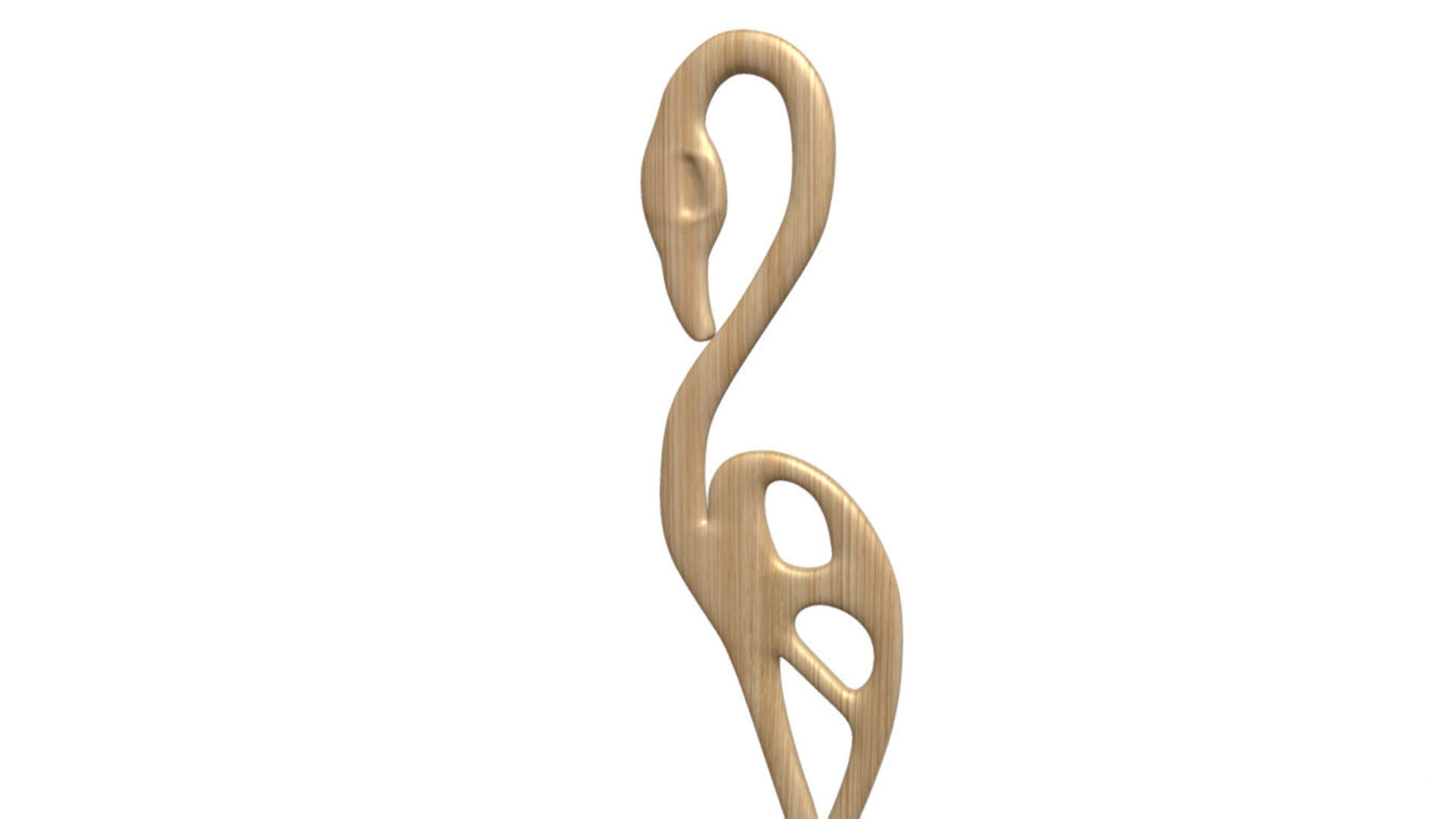 Egret wood carving 3D model_2