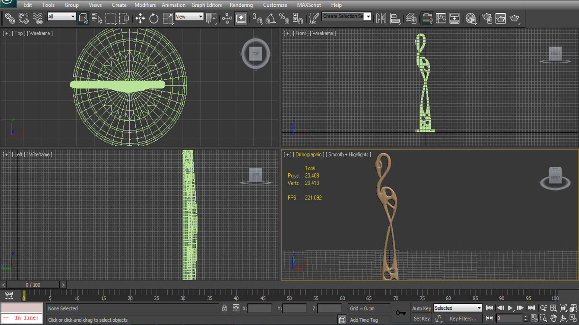 Egret wood carving 3D model_8