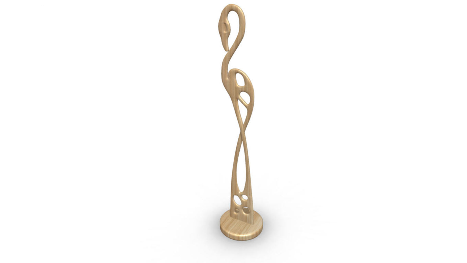 Egret wood carving 3D model_1