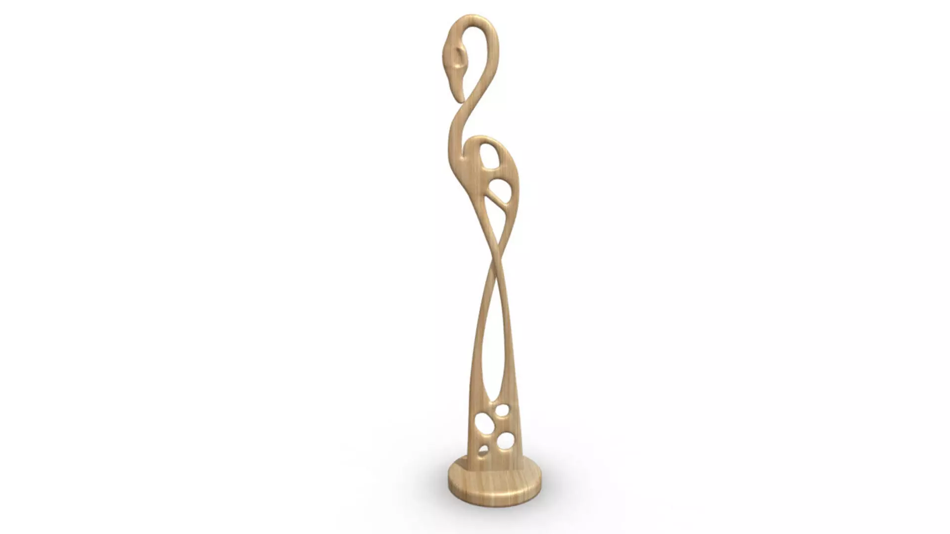 Egret wood carving 3D model_0