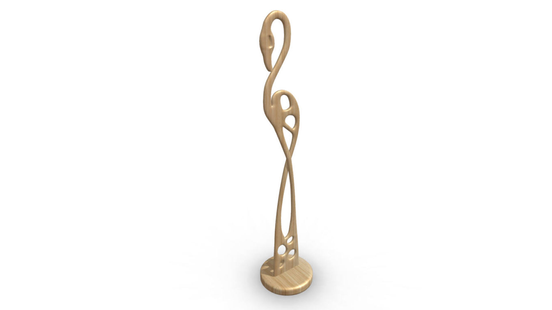 Egret wood carving 3D model_4