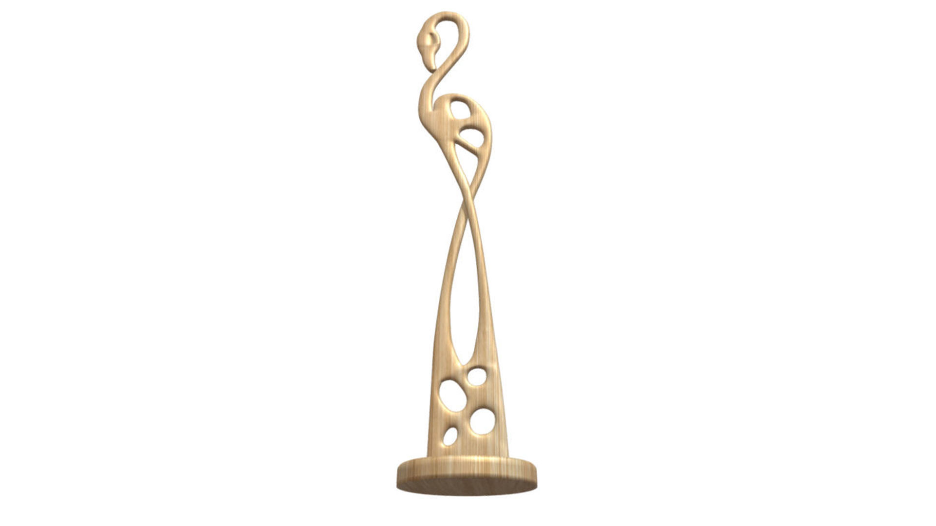 Egret wood carving 3D model_5