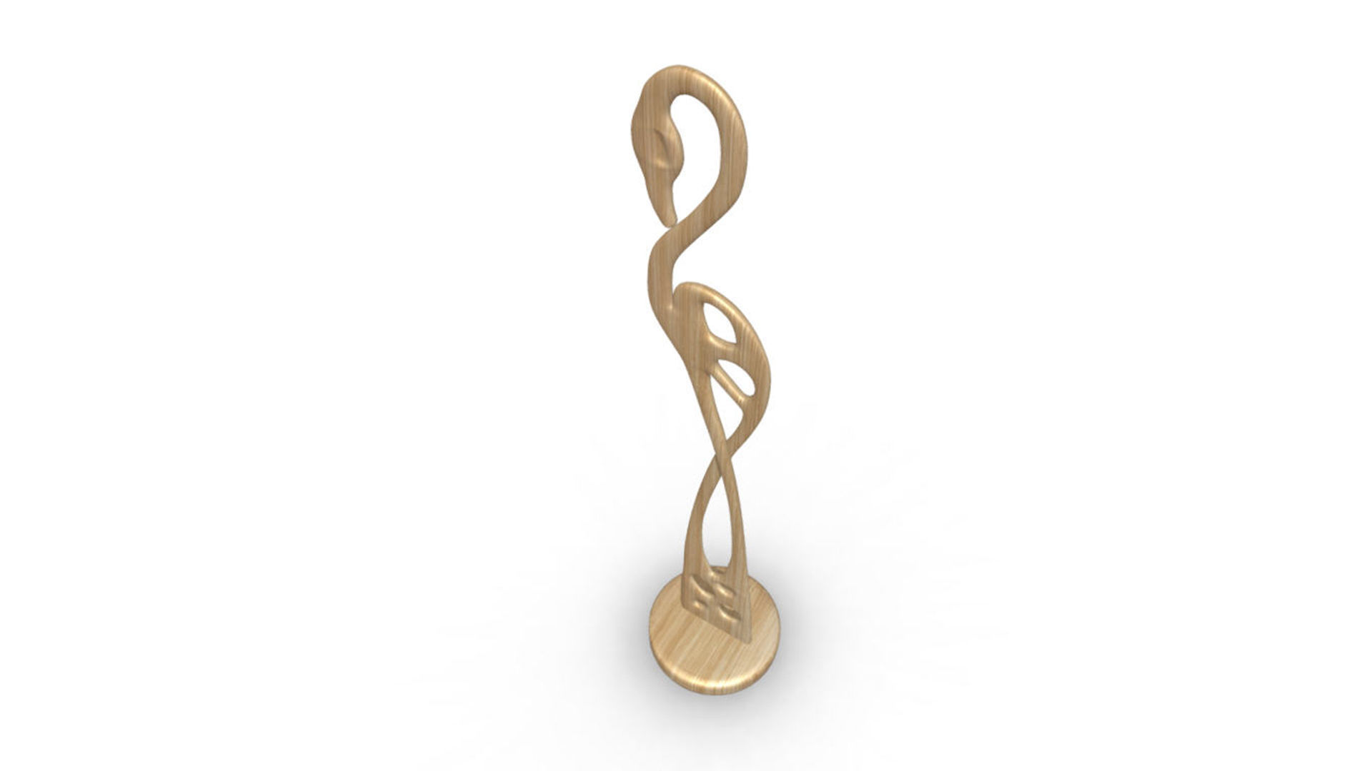 Egret wood carving 3D model_3