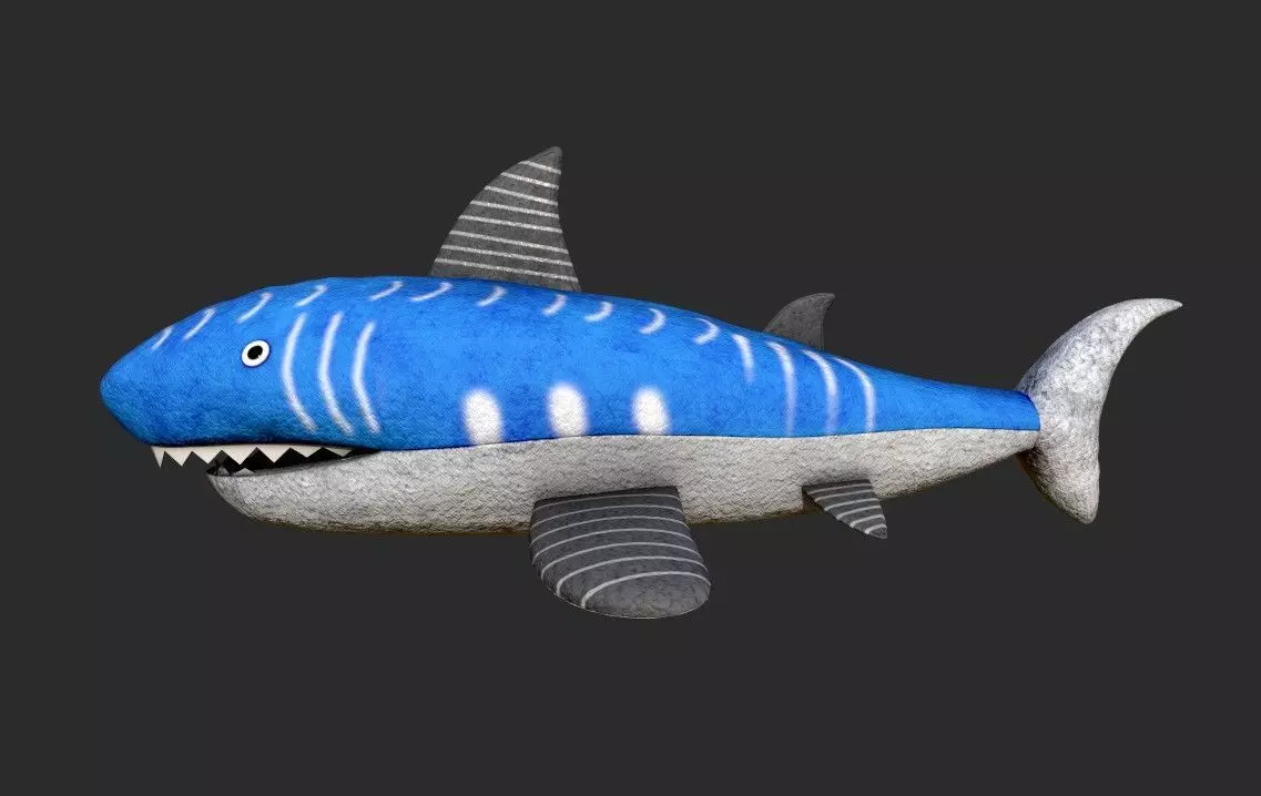 Shark Plush toy Low-poly 3D model_0