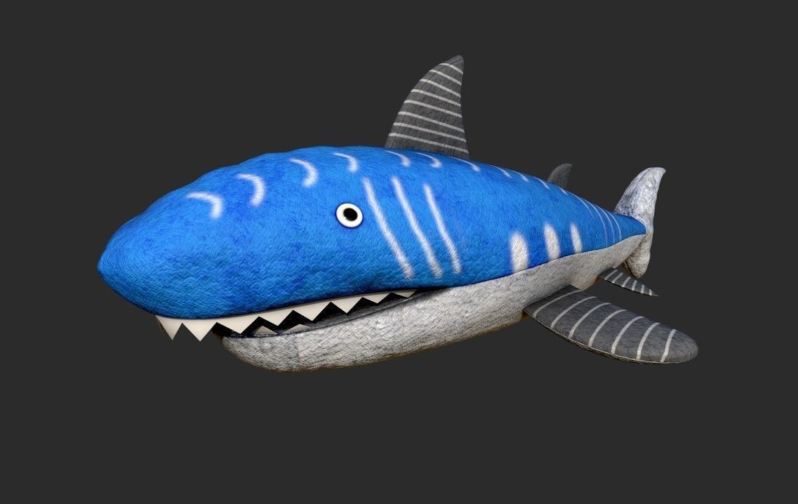 Shark Plush toy Low-poly 3D model_3
