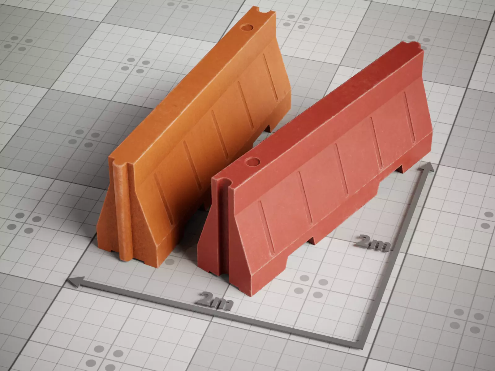 Realistic Plastic Road Fence Low-poly 3D model