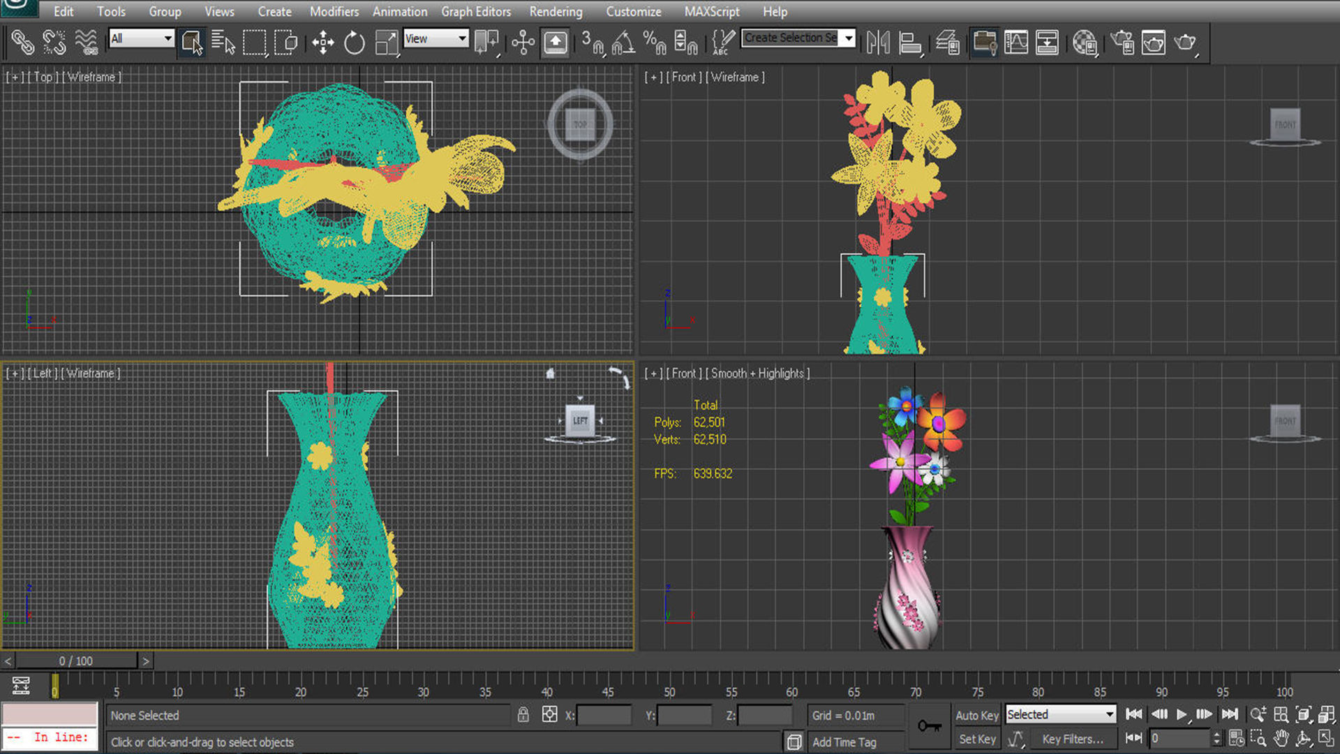 vase and flower  3D model_8