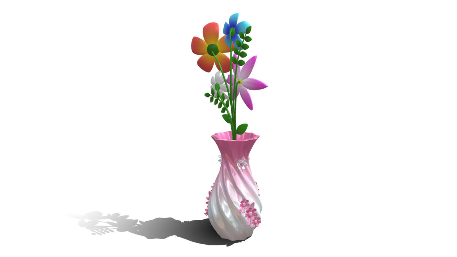 vase and flower  3D model_2