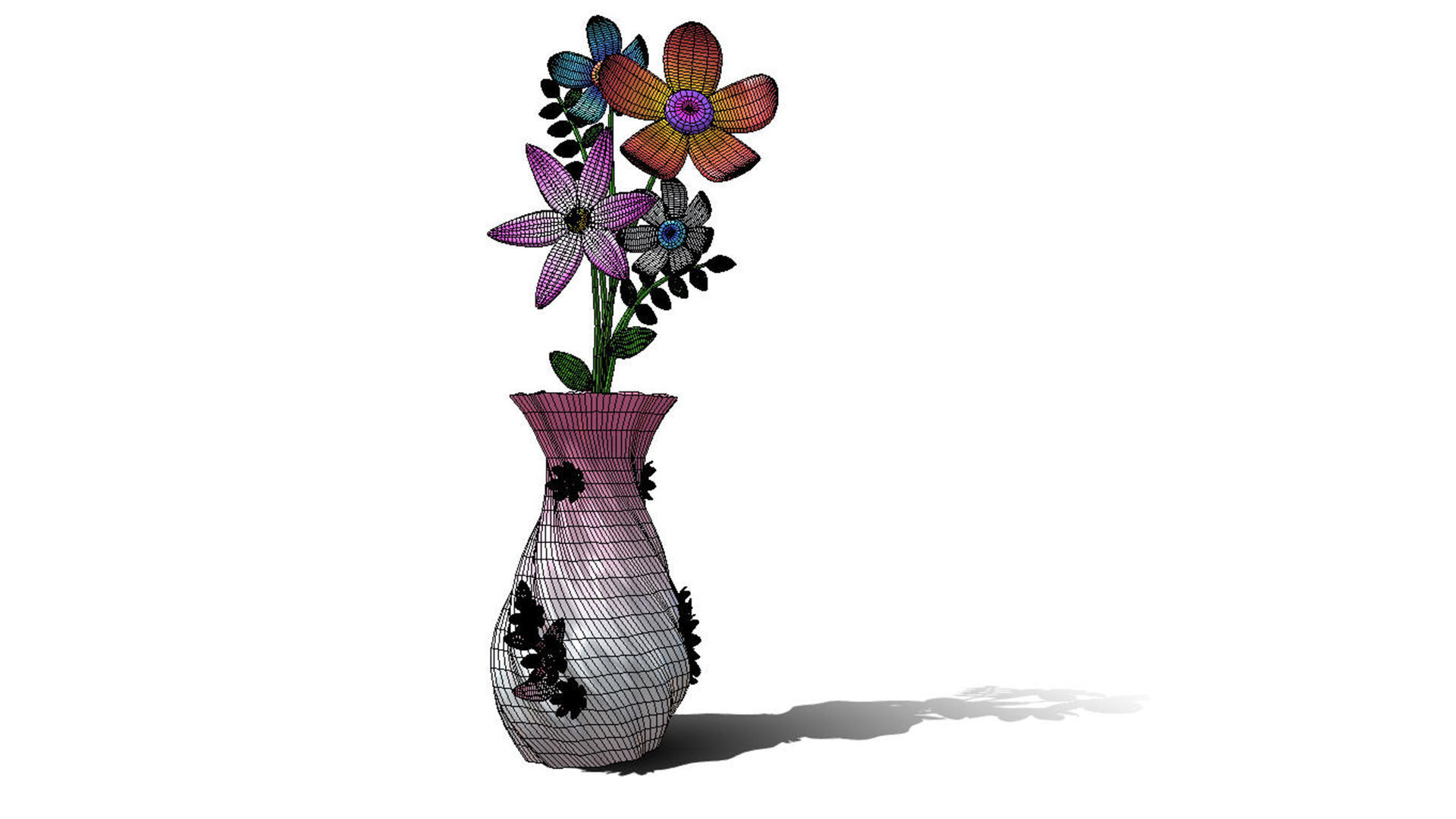 vase and flower  3D model_5
