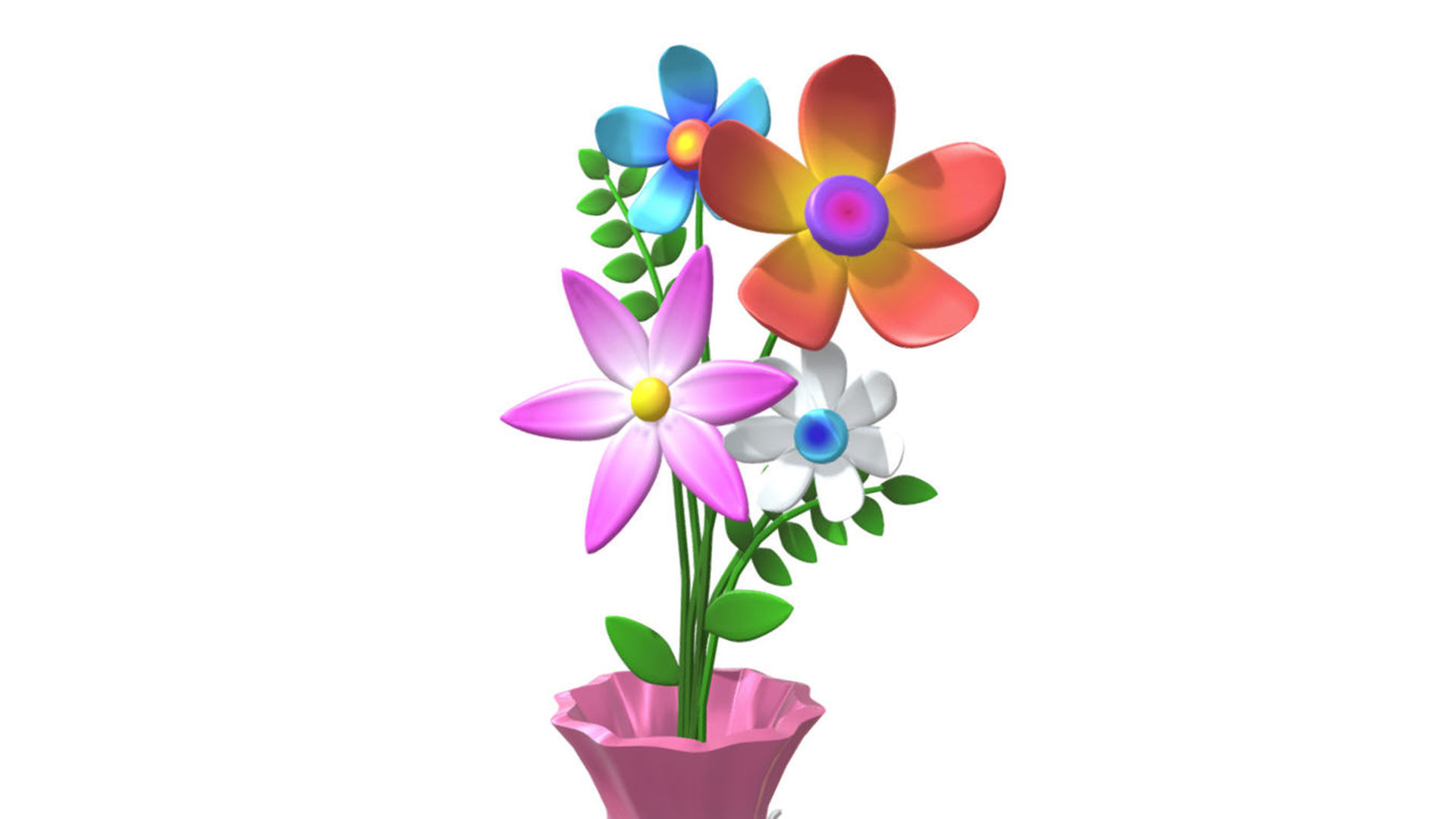 vase and flower  3D model_3