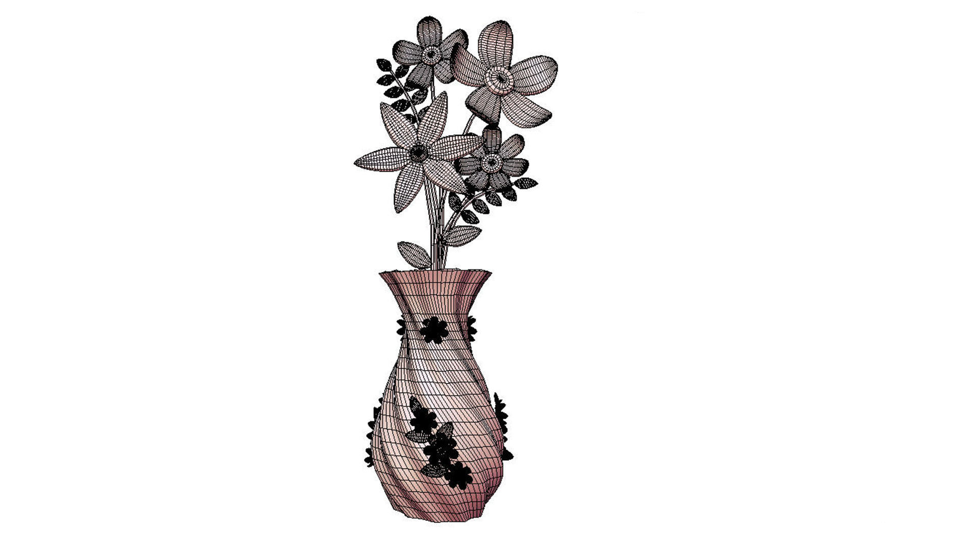 vase and flower  3D model_6