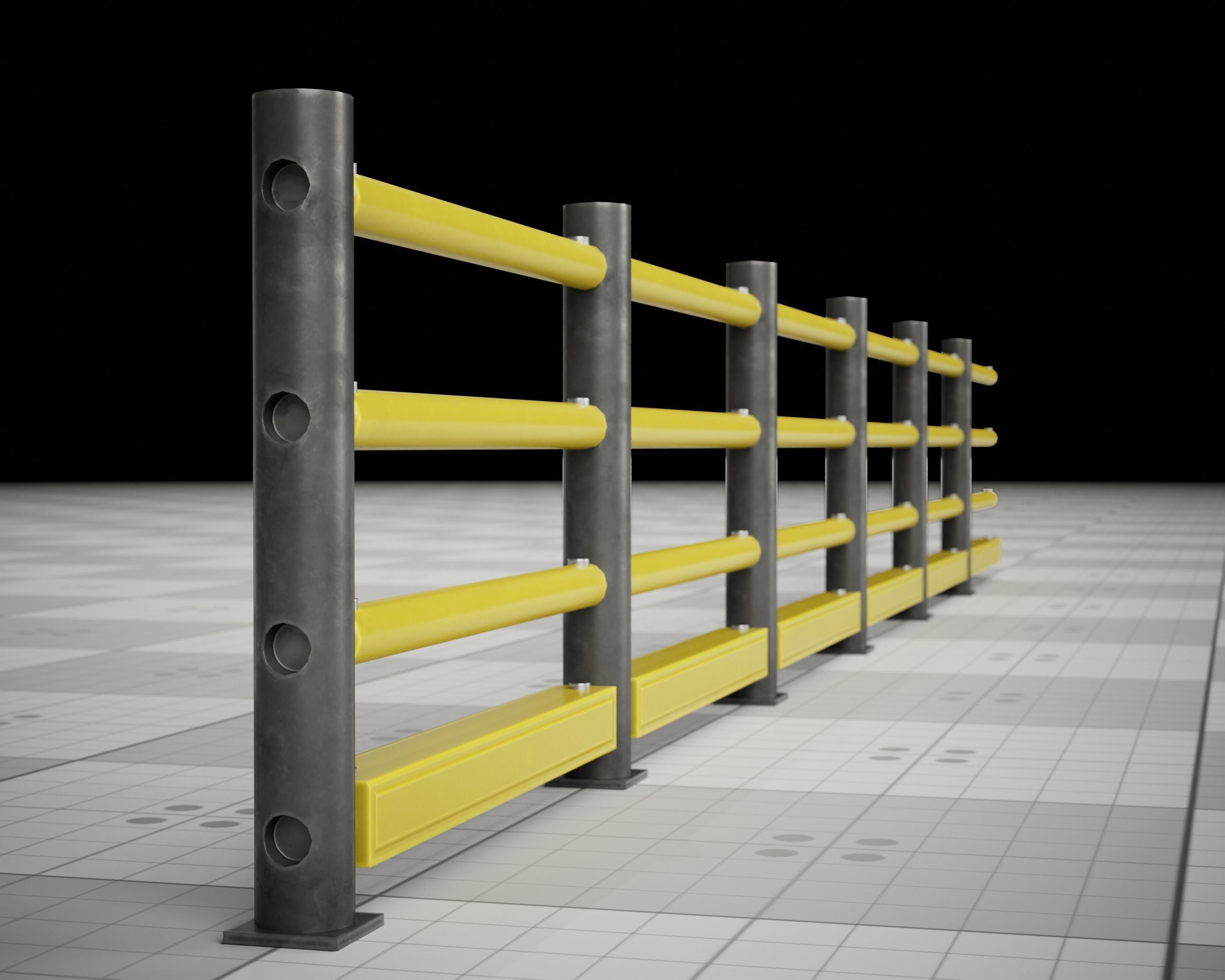 Realistic Portable Safe Fence Low-poly 3D model_5