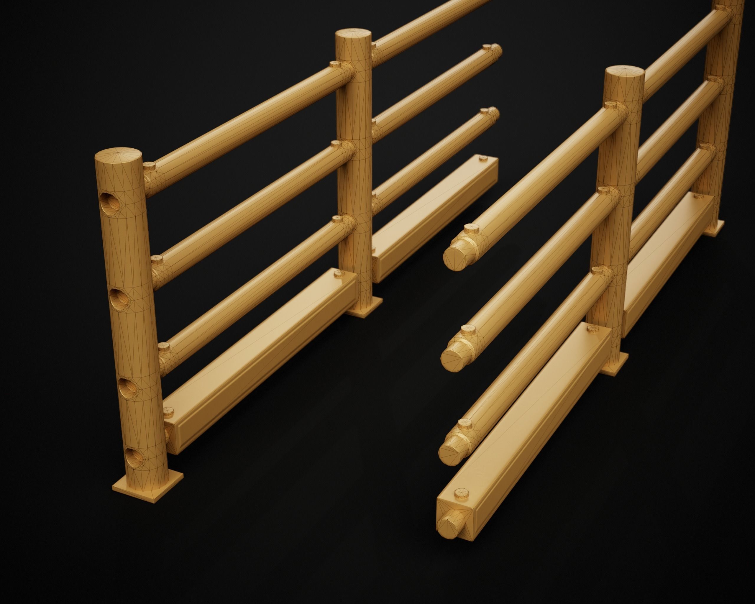 Realistic Portable Safe Fence Low-poly 3D model_7
