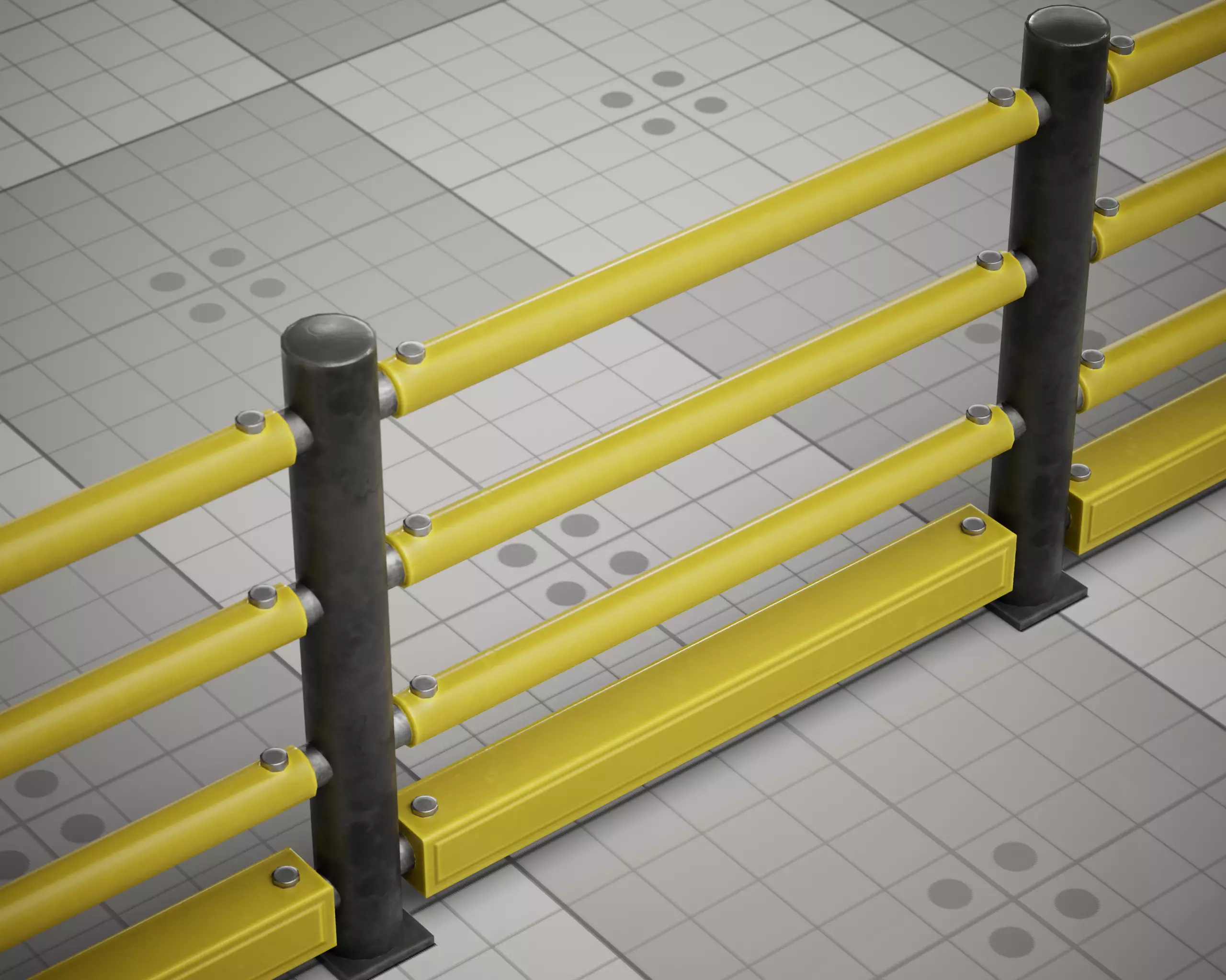 Realistic Portable Safe Fence Low-poly 3D model_0