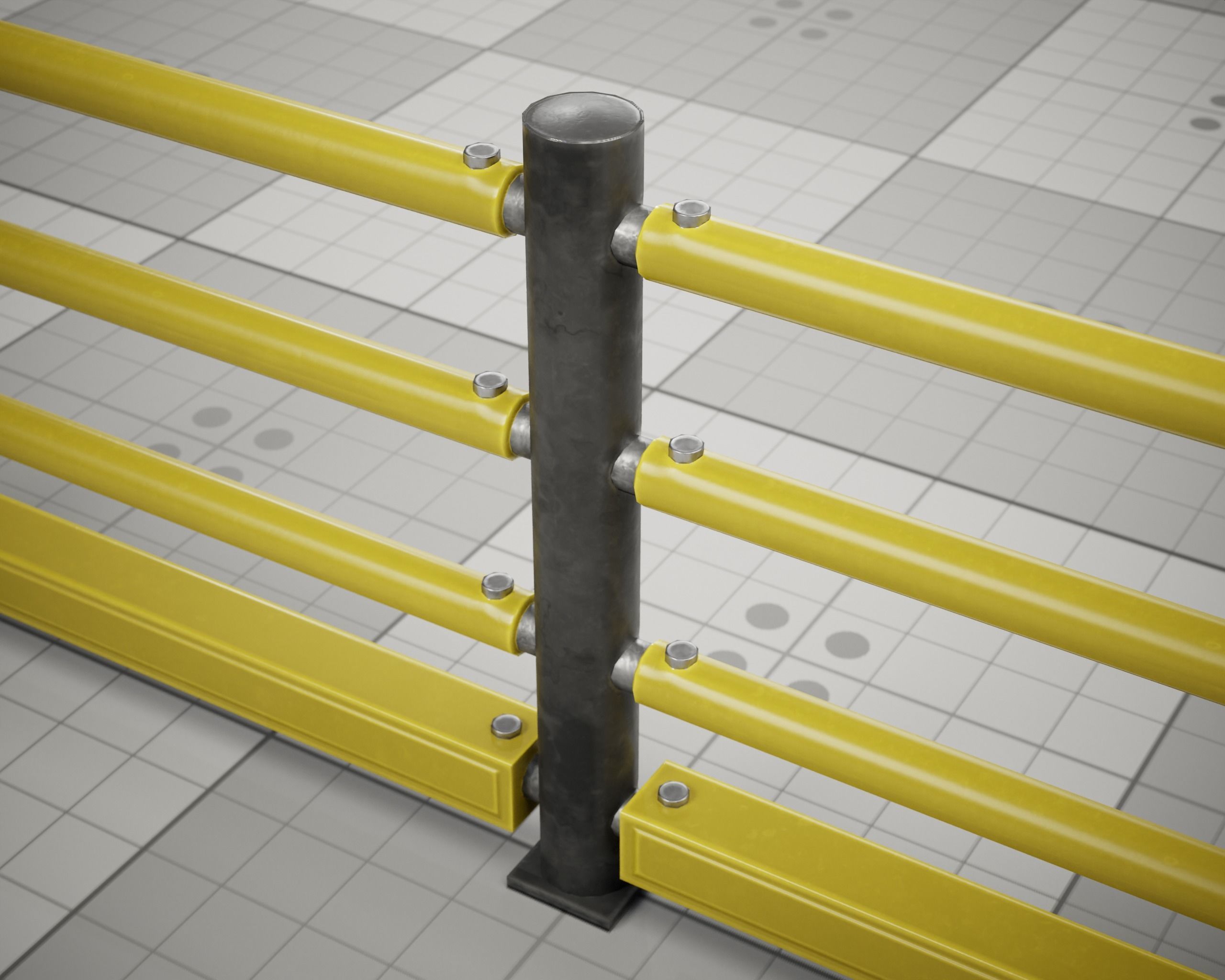 Realistic Portable Safe Fence Low-poly 3D model_4