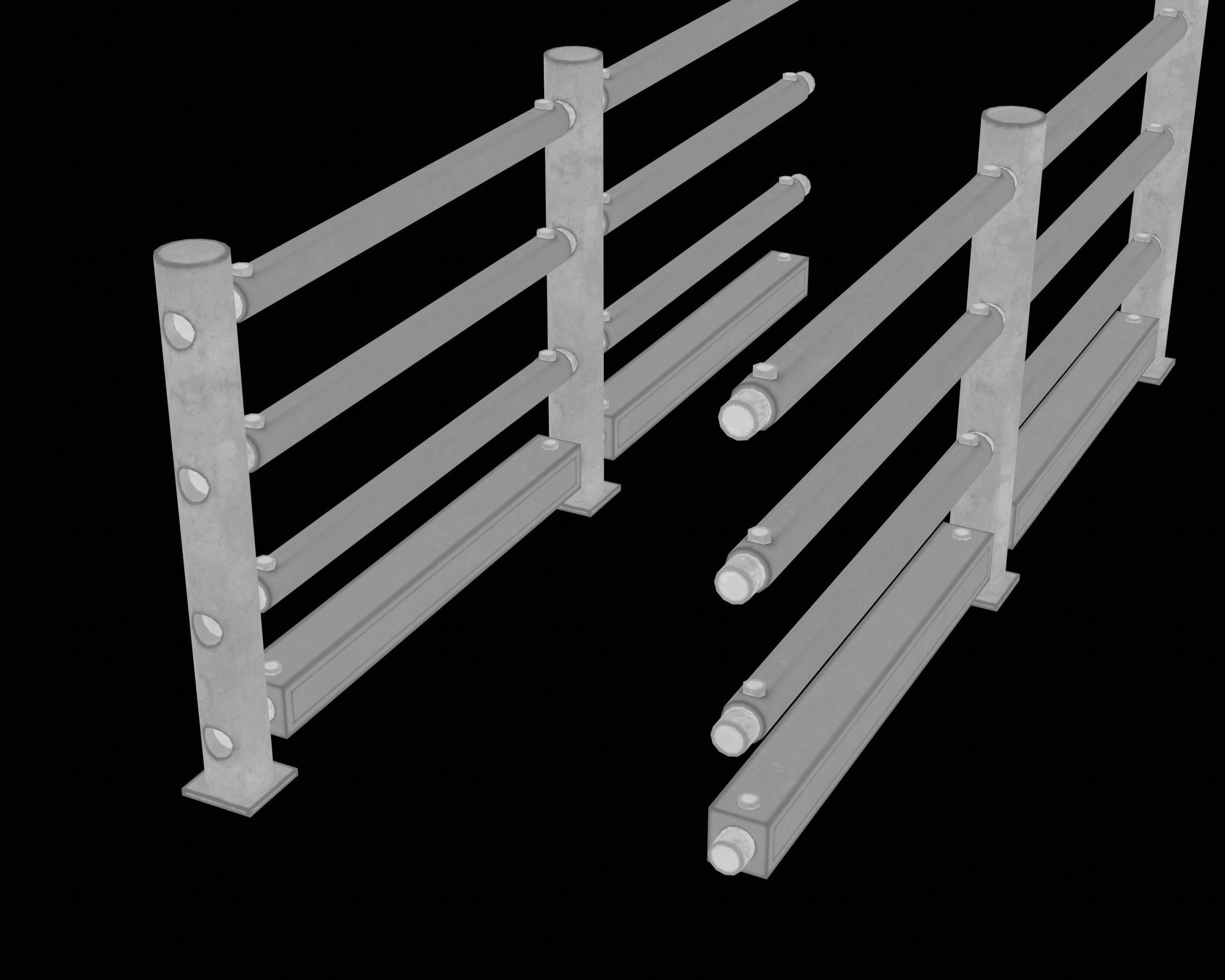 Realistic Portable Safe Fence Low-poly 3D model_9