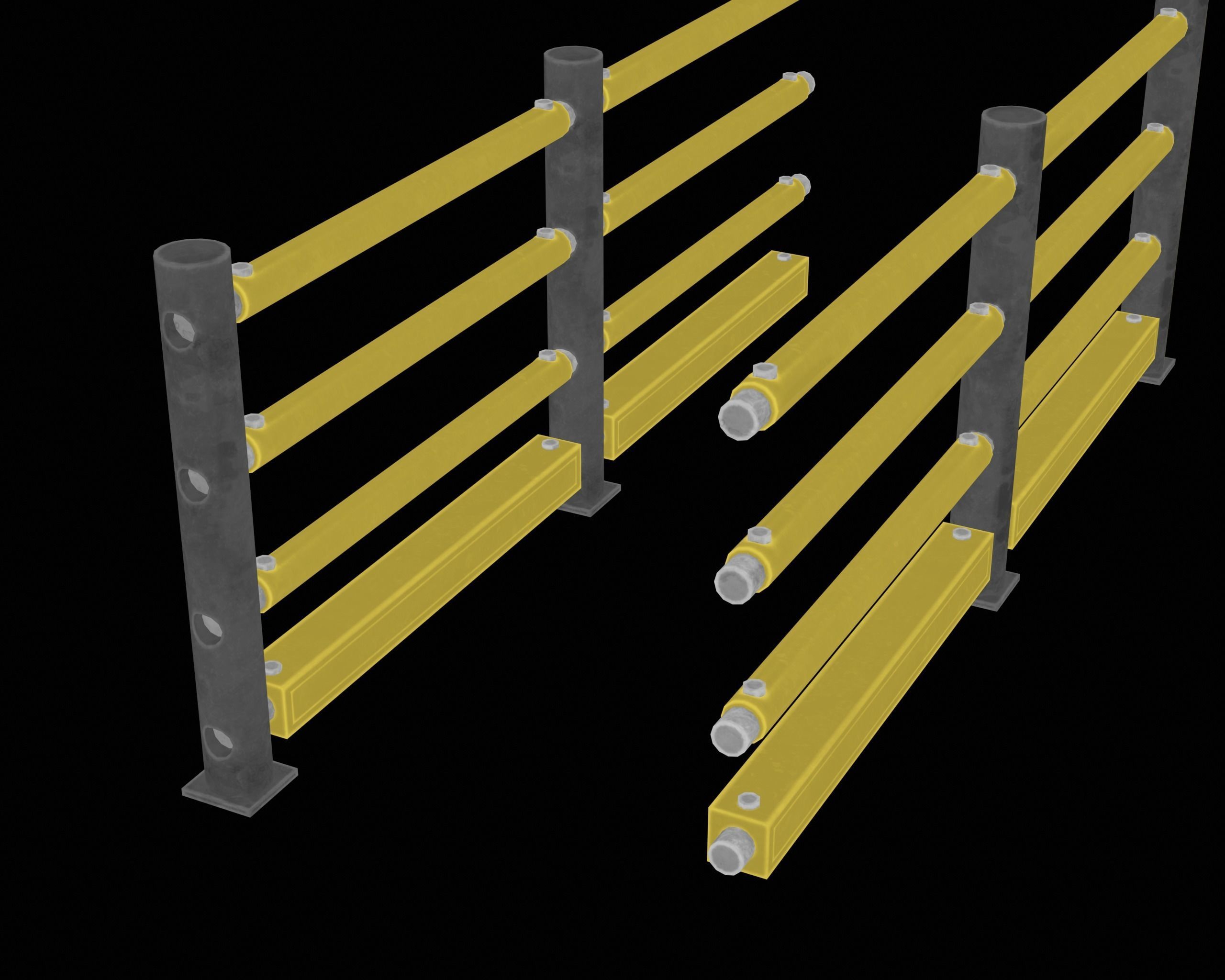 Realistic Portable Safe Fence Low-poly 3D model_8