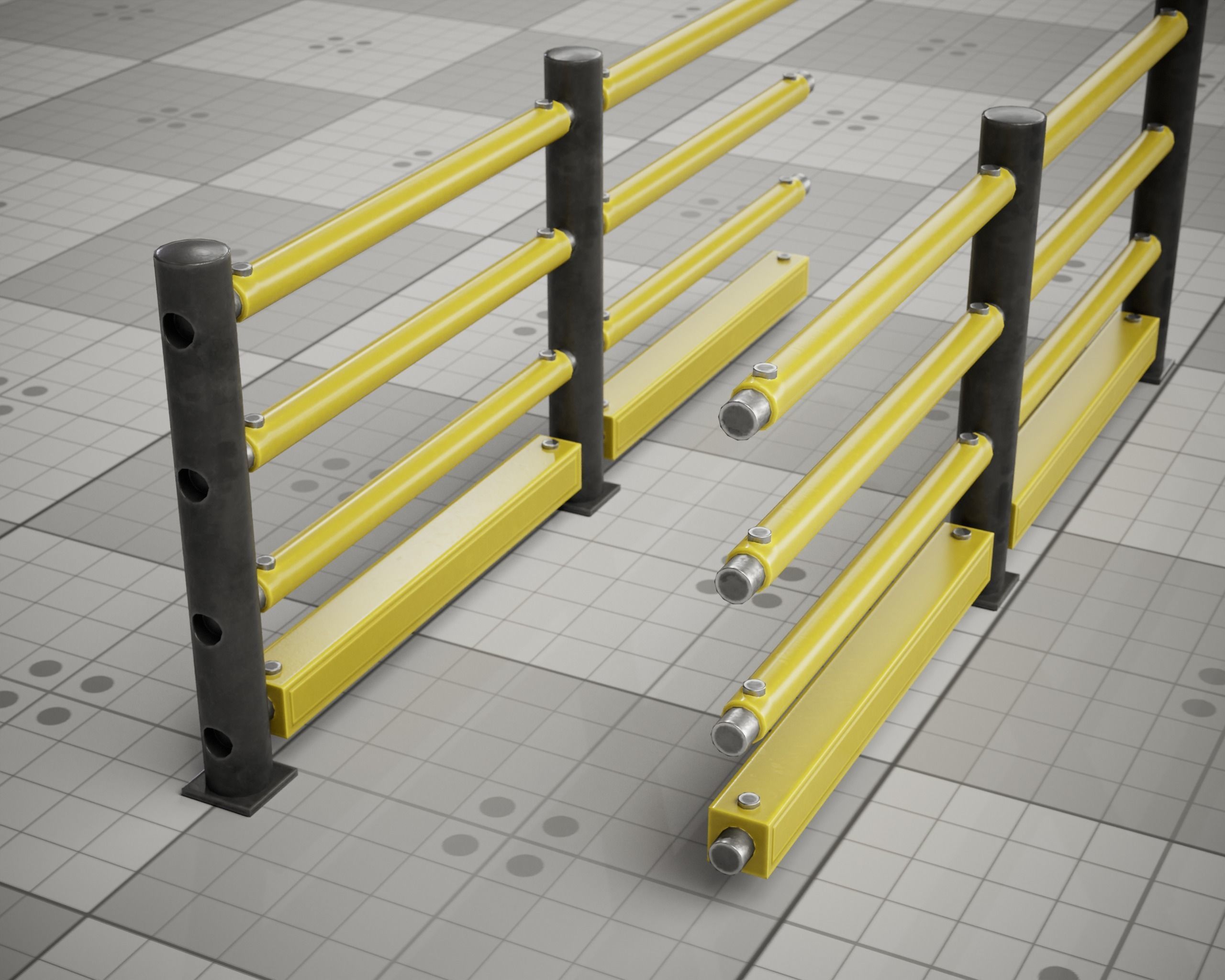 Realistic Portable Safe Fence Low-poly 3D model_6