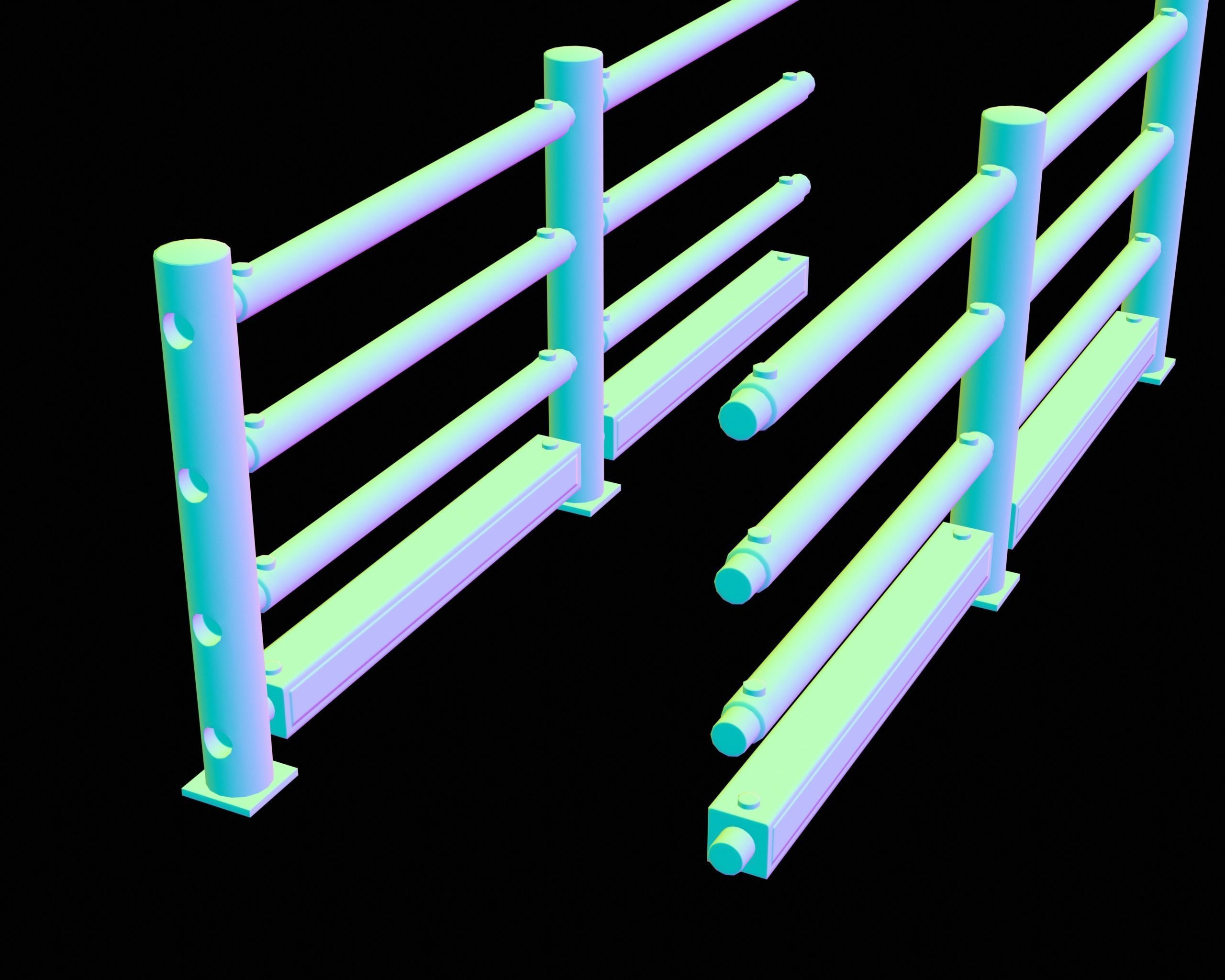 Realistic Portable Safe Fence Low-poly 3D model_10