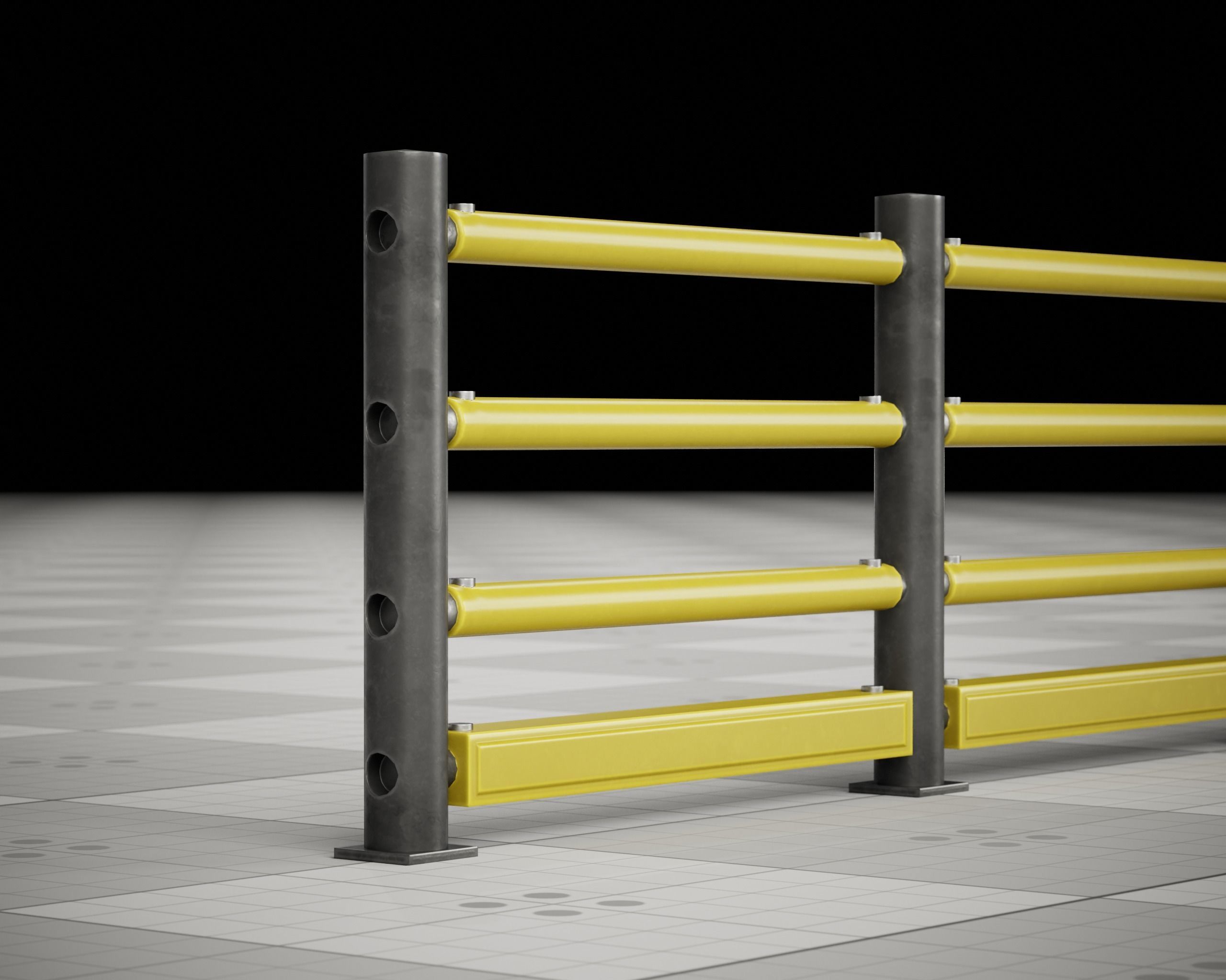Realistic Portable Safe Fence Low-poly 3D model_3