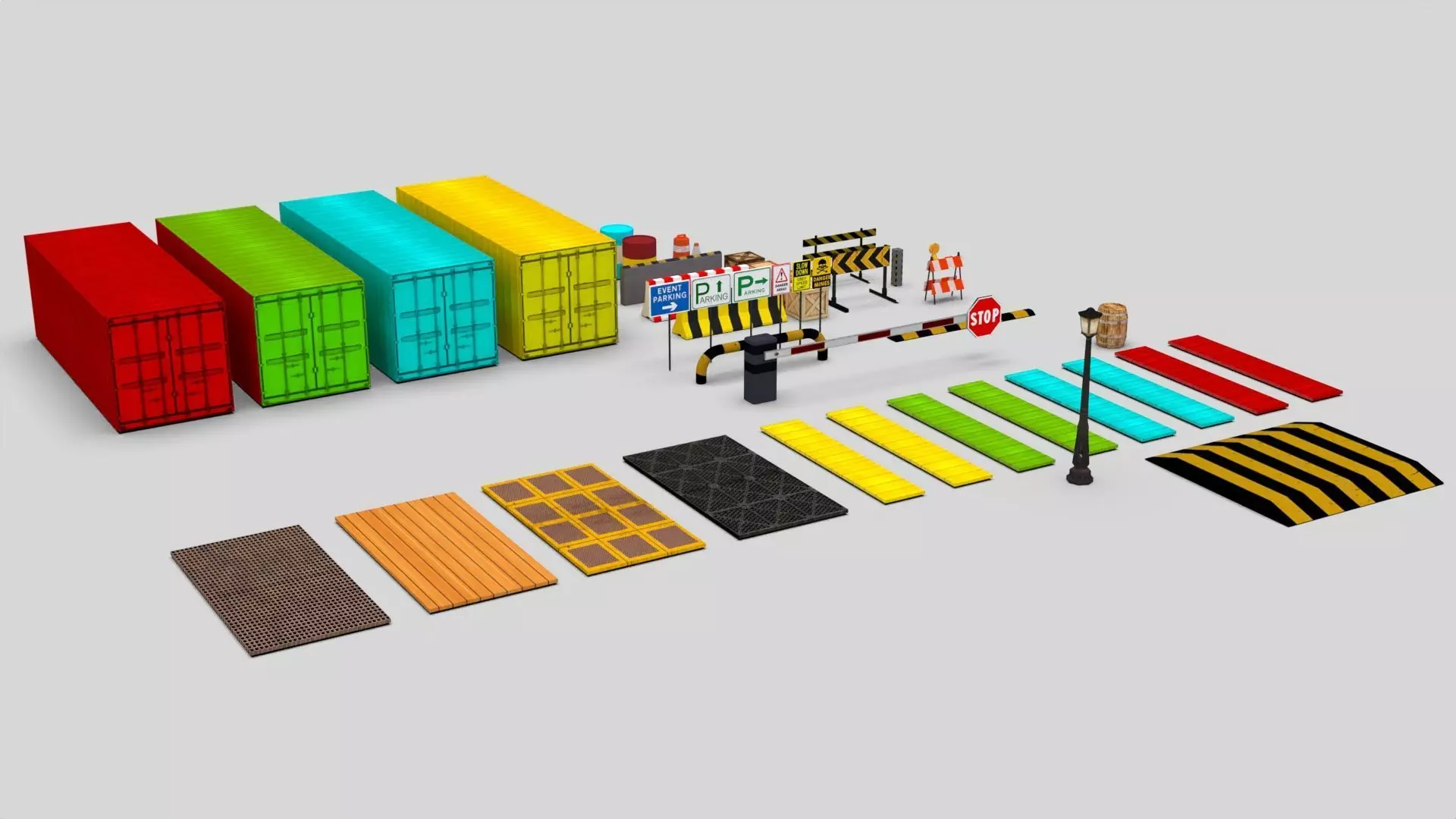 Car parking assets Low-poly 3D model_0