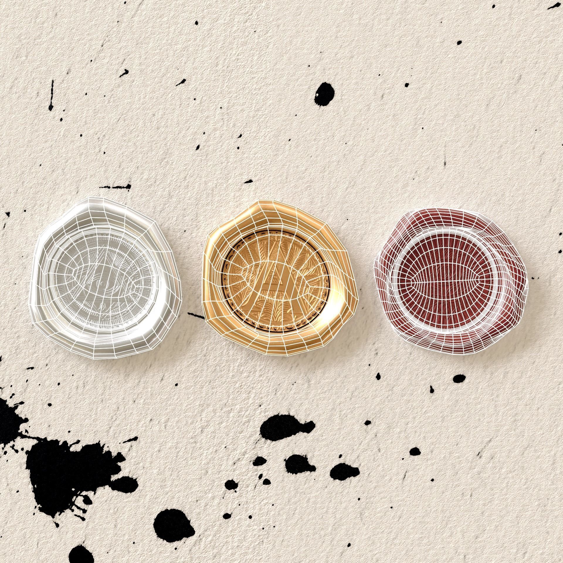 Customizable 3D Wax Seal Stamp Pack Low-poly 3D model_5