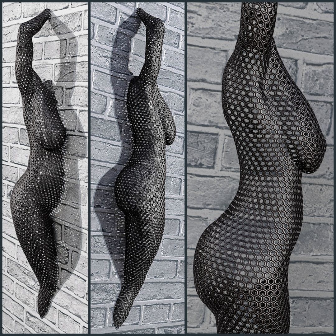 decorative standing and mural body figure Low-poly 3D model_2